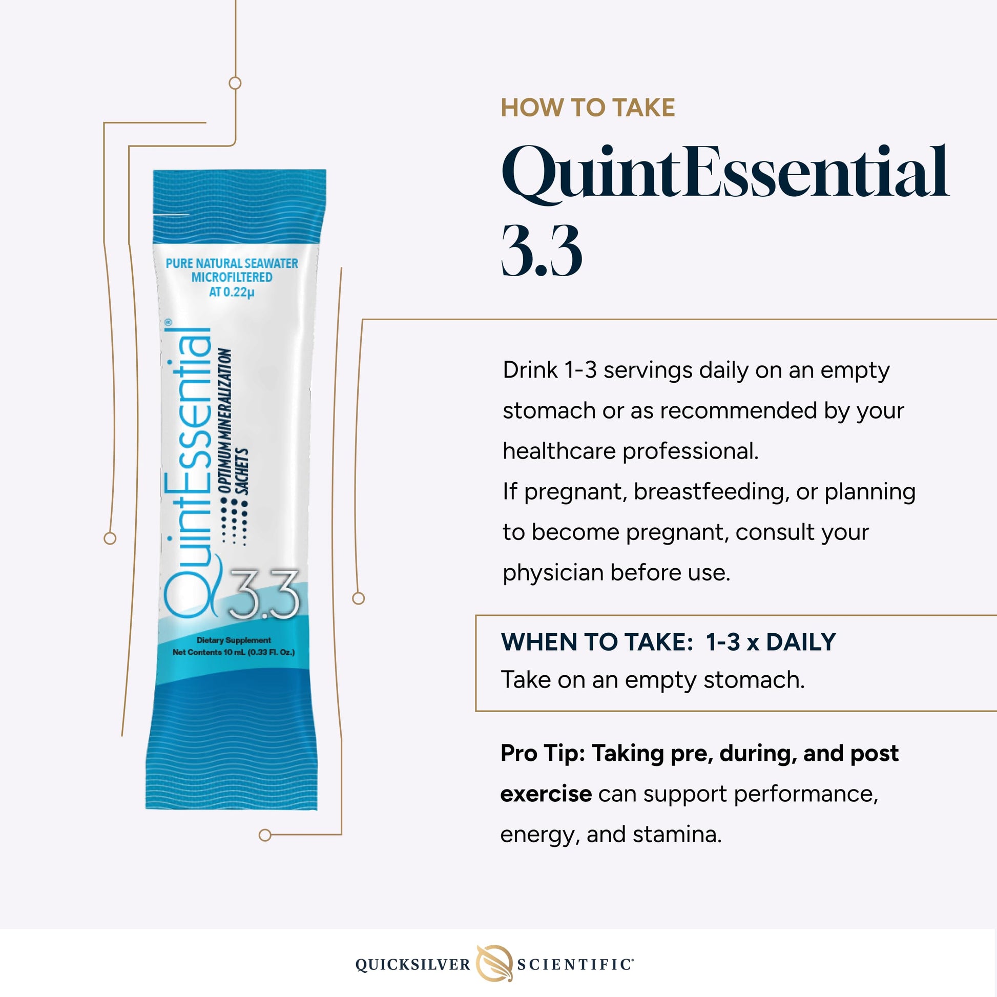 Quicksilver Scientific Quintessential 3.3 Sachets - Hypertonic Solution - Filtered Sea Water Hydration Packets - Liquid Minerals for Muscle Recovery, Stamina + Mineral Replenishment (30 Count) Quicksilver Scientific uk supplements
