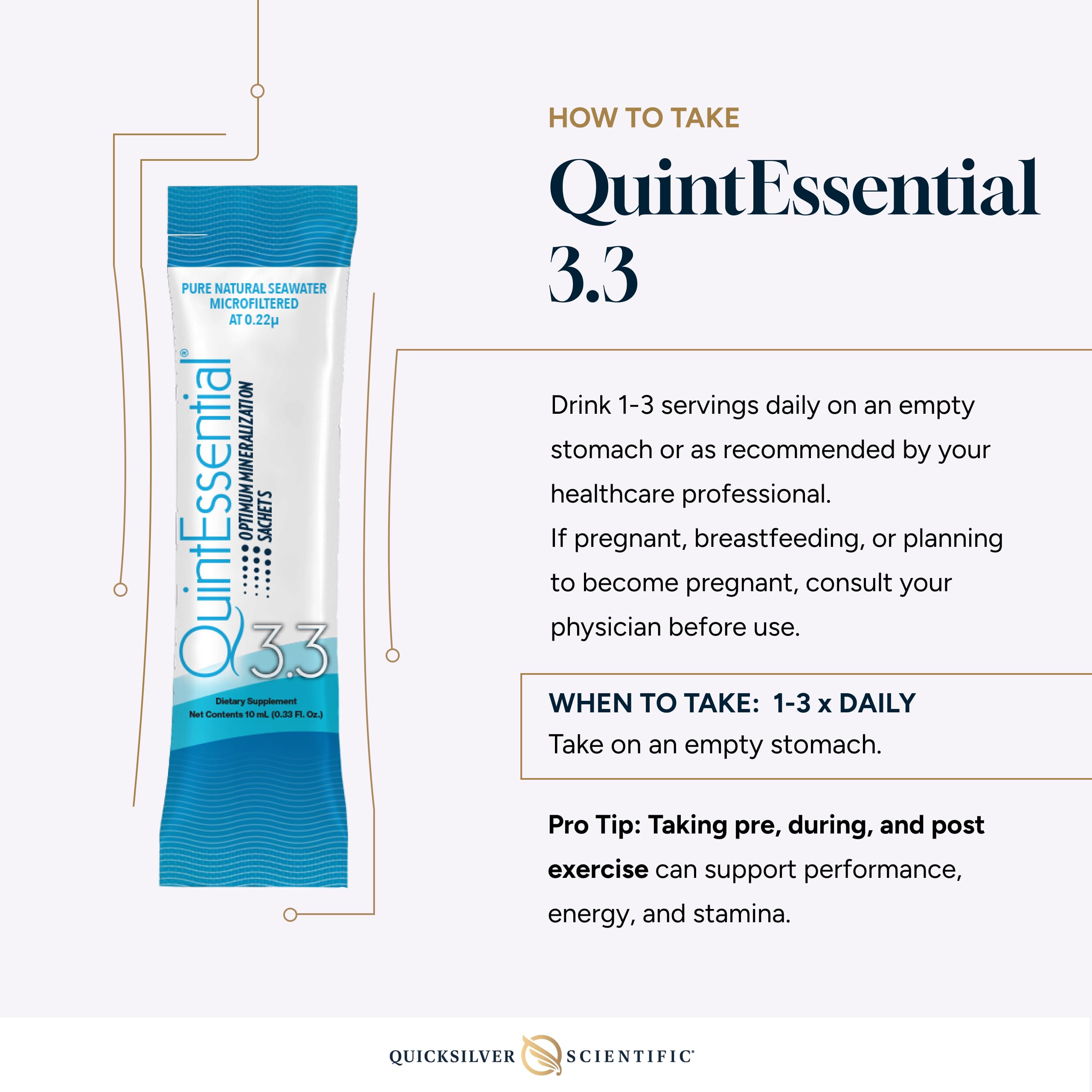 Quicksilver Scientific Quintessential 3.3 Sachets - Hypertonic Solution - Filtered Sea Water Hydration Packets - Liquid Minerals for Muscle Recovery, Stamina + Mineral Replenishment (30 Count) Quicksilver Scientific uk supplements