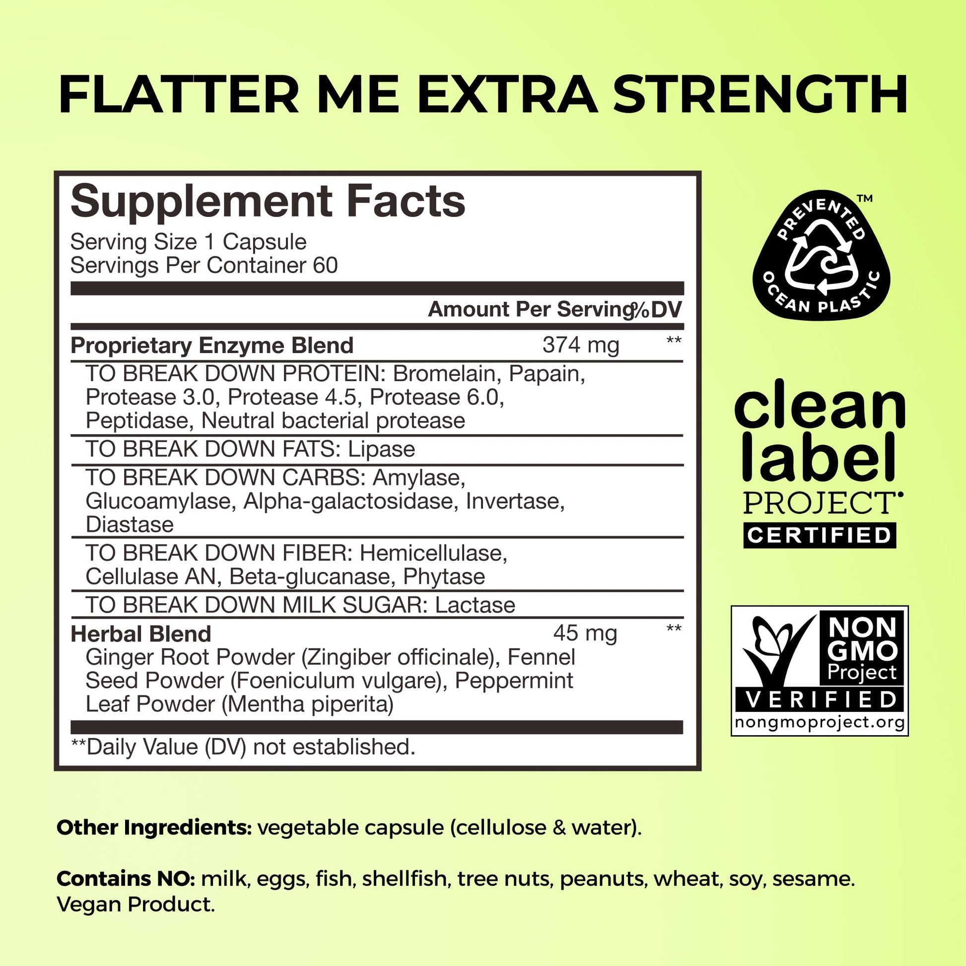 HUM Flatter Me Extra Strength Digestive Enzymes for Women, Men, Digestive Gut Bloating Supplement, Ginger, Peppermint Leaf, Fast Acting Anti Bloat Pills Multi Enzyme for Debloating, 60 Capsules HUM uk supplements