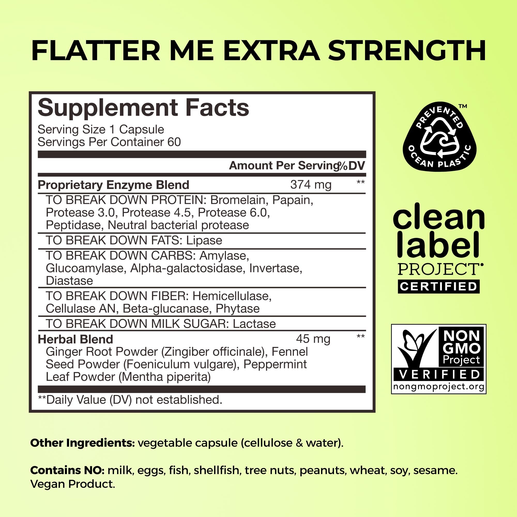 HUM Flatter Me Extra Strength Digestive Enzymes for Women, Men, Digestive Gut Bloating Supplement, Ginger, Peppermint Leaf, Fast Acting Anti Bloat Pills Multi Enzyme for Debloating, 60 Capsules HUM uk supplements