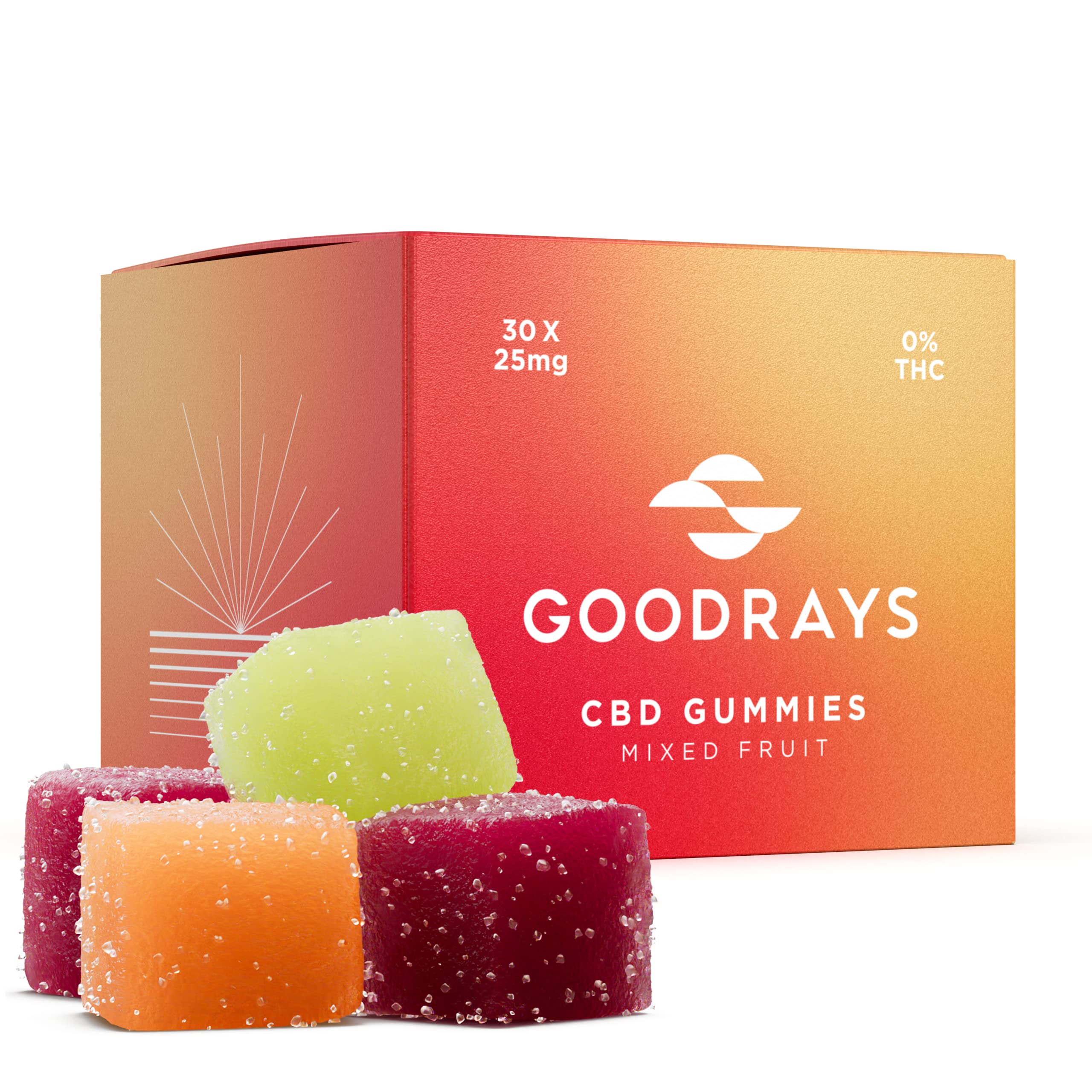 Goodrays - CBD Gummies - High Strength 30 x 25mg Mixed Fruits CBD Edibles Goodrays uk supplements