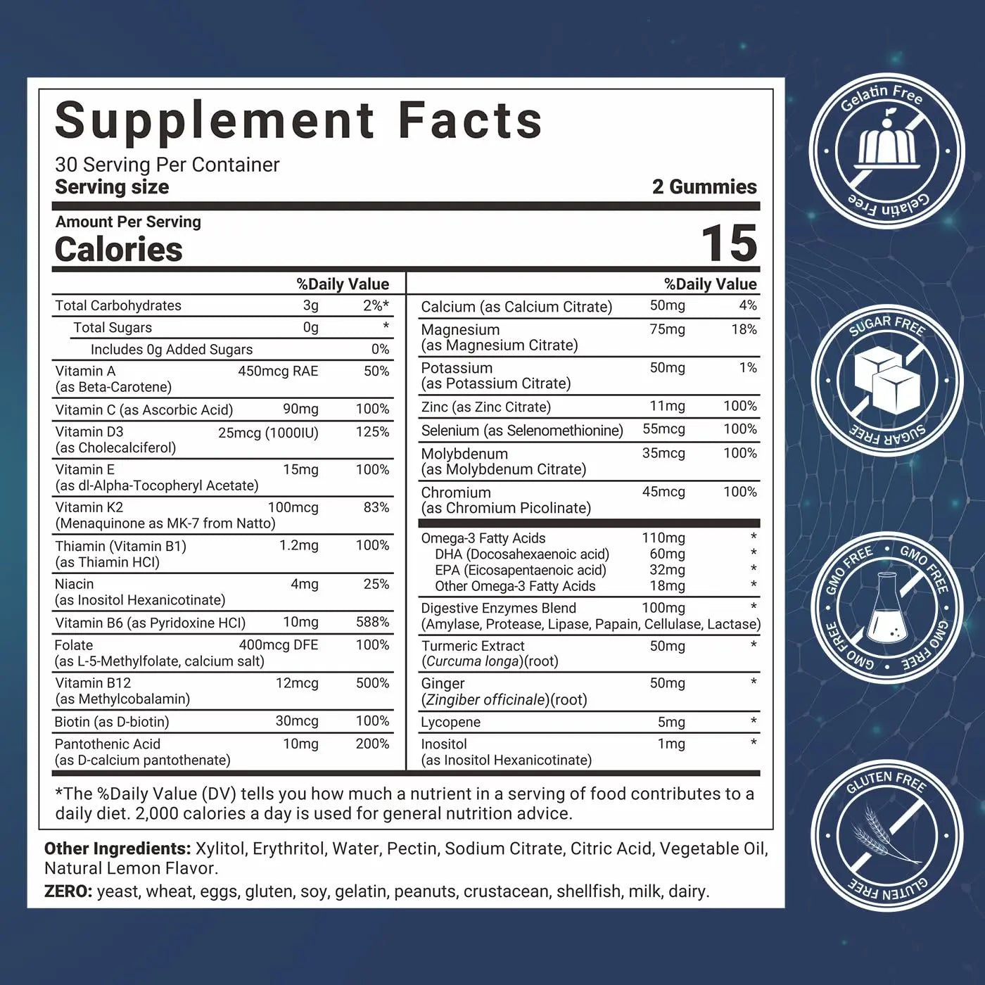Mens Multivitamins Gummies, Methylated Multivitamin with Vitamins A C D K E, B Complex, Omega-3, Digestive Enzymes, Lycopene Wiszeen uk supplements