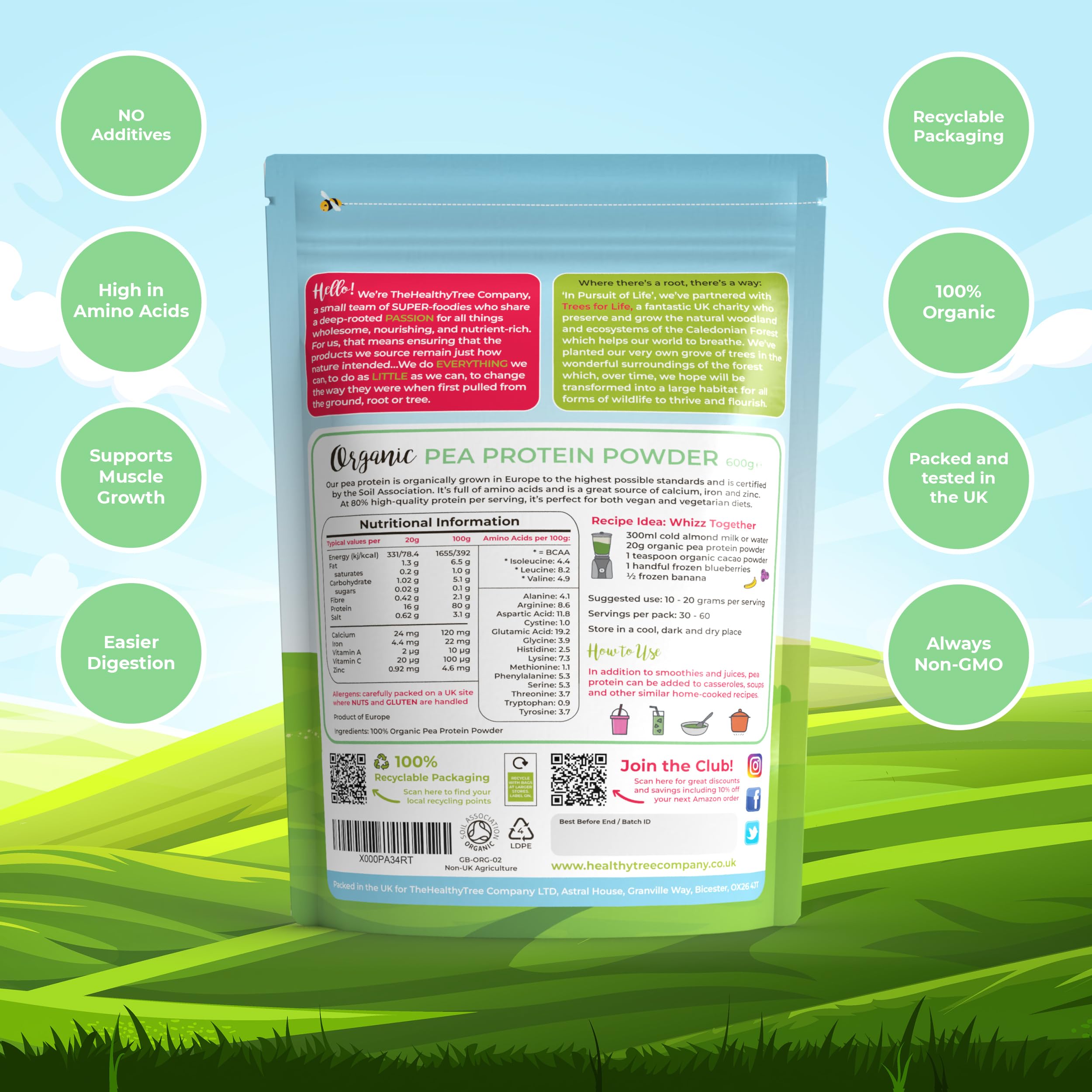 Organic Pea Protein Powder - European Vegan Protein Powder by TheHealthyTree Company TheHealthyTree Company uk supplements