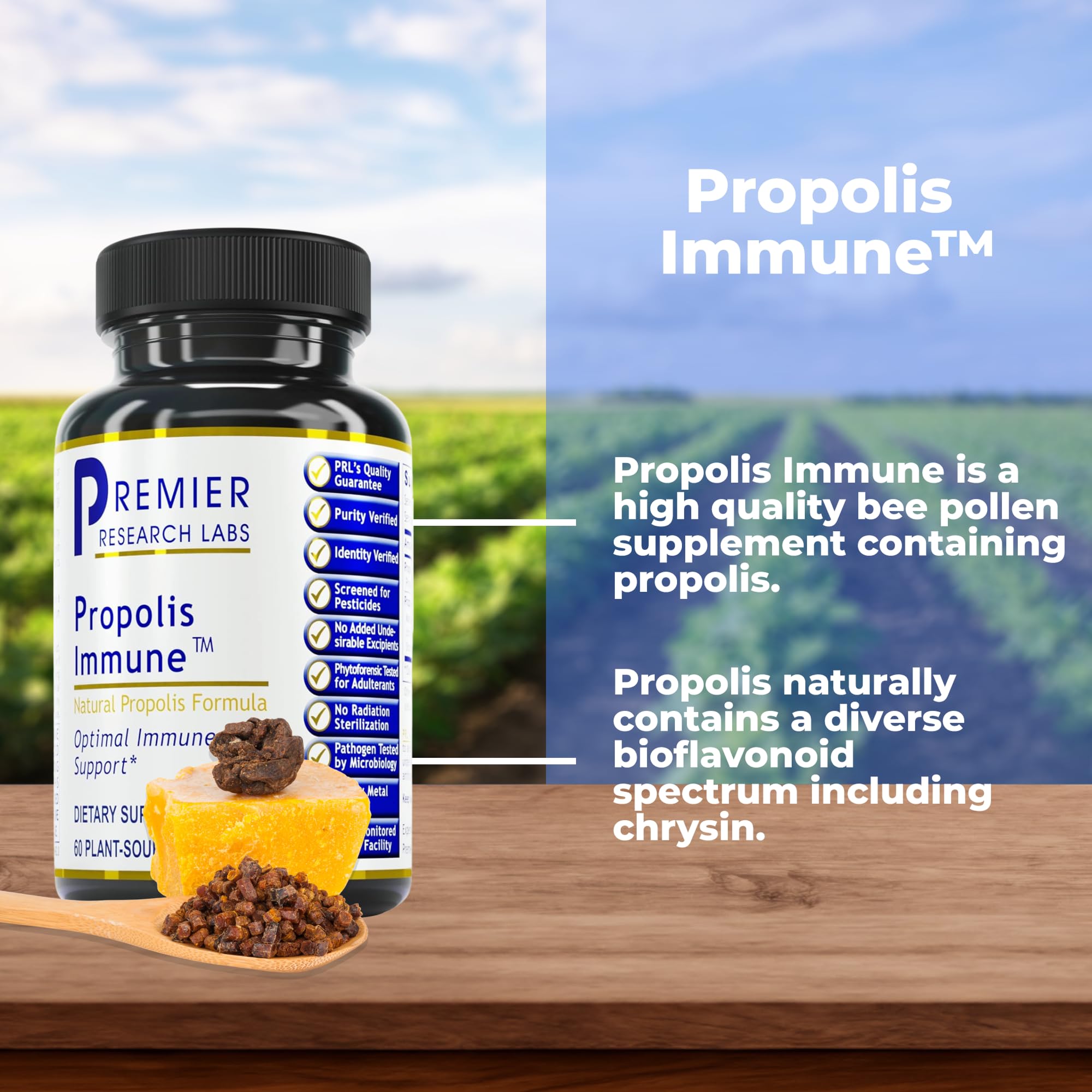 Premier Research Labs Propolis Immune - Bee Propolis Capsules, Bee Pollen Supplement, Propolis Extract Pills for Women & Men, Promotes Immune Health - 60 Vegetarian Capsules Premier Research Labs uk supplements