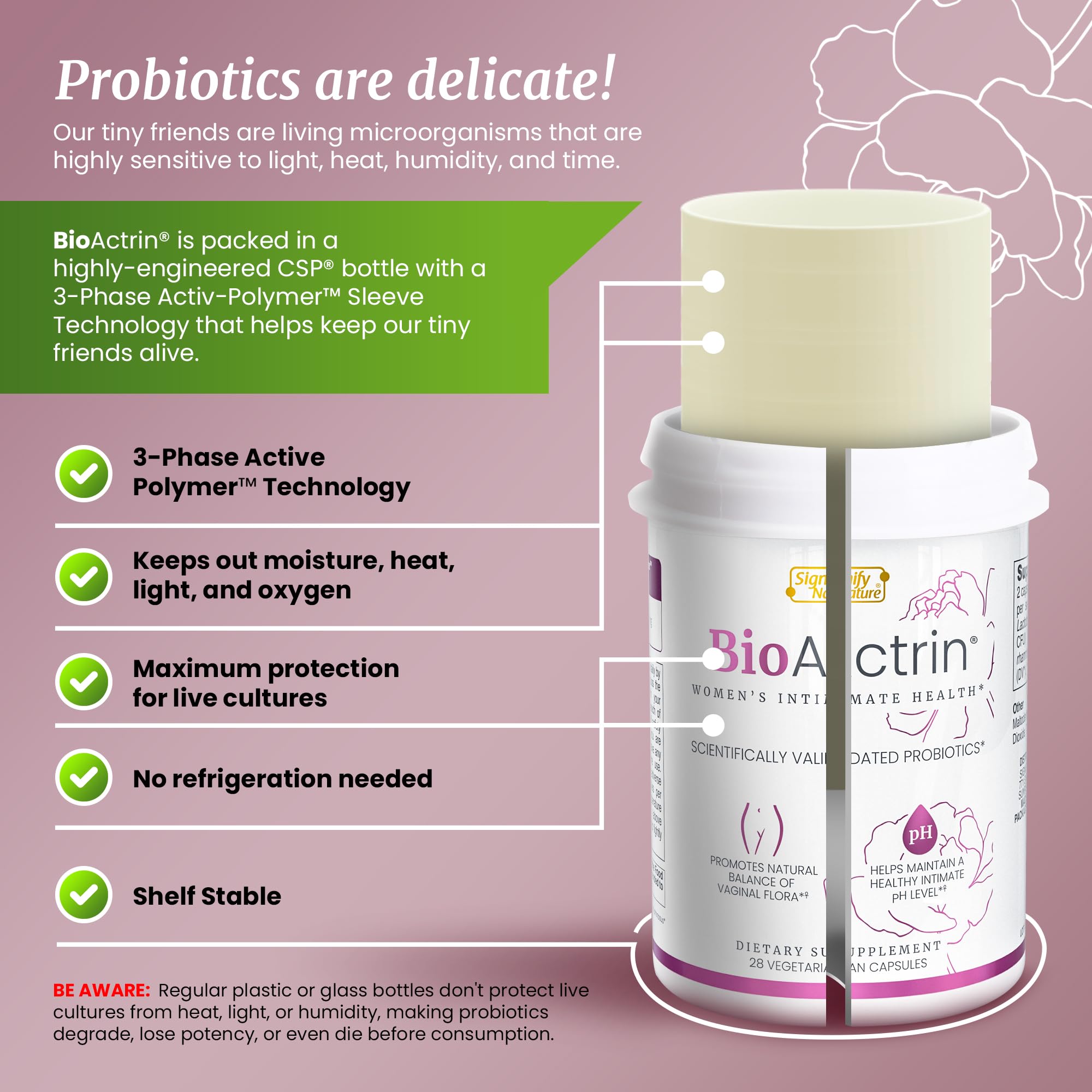 Bioactrin Vaginal Probiotics for Women - Formulated Bacterial Vaginosis Treatment, Yeast Infection SIGNIFY NATURE uk supplements