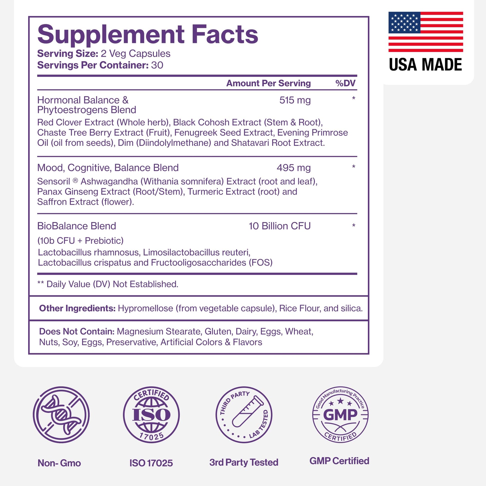 Menopause Supplements for Women - Natural Hormone Balance - Hot Flashes, Night Sweats, Sleep & Mood Support. with Sensoril® Ashwagandha, DIM, Chaste Berry & Black Cohosh Root - 60 Count Pure Micronutrients uk supplements