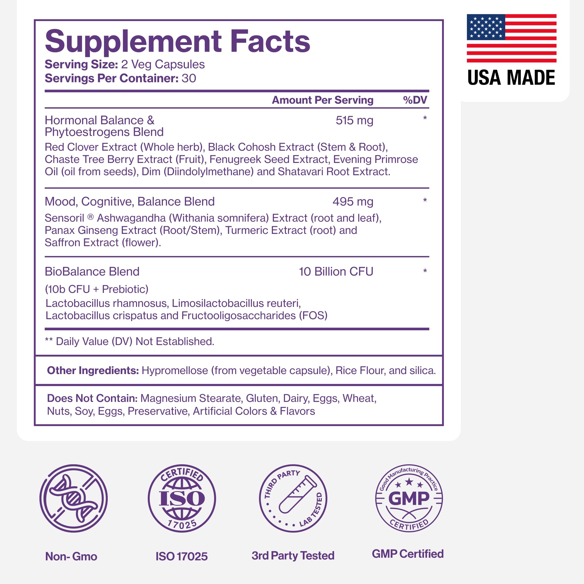Menopause Supplements for Women - Natural Hormone Balance - Hot Flashes, Night Sweats, Sleep & Mood Support. with Sensoril® Ashwagandha, DIM, Chaste Berry & Black Cohosh Root - 60 Count Pure Micronutrients uk supplements