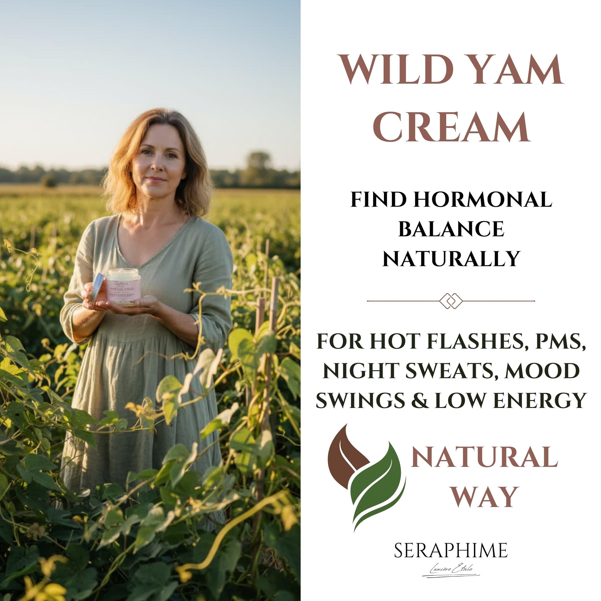 Seraphime Wild Yam Cream for Hormone Balance - Gift for Mom - Menopause and PMS Support for Women - Wild Yam Balancing Cream - Hot Flashes, Night Sweats, Mood Swings, Low Energy - Lavender 4oz Seraphime uk supplements