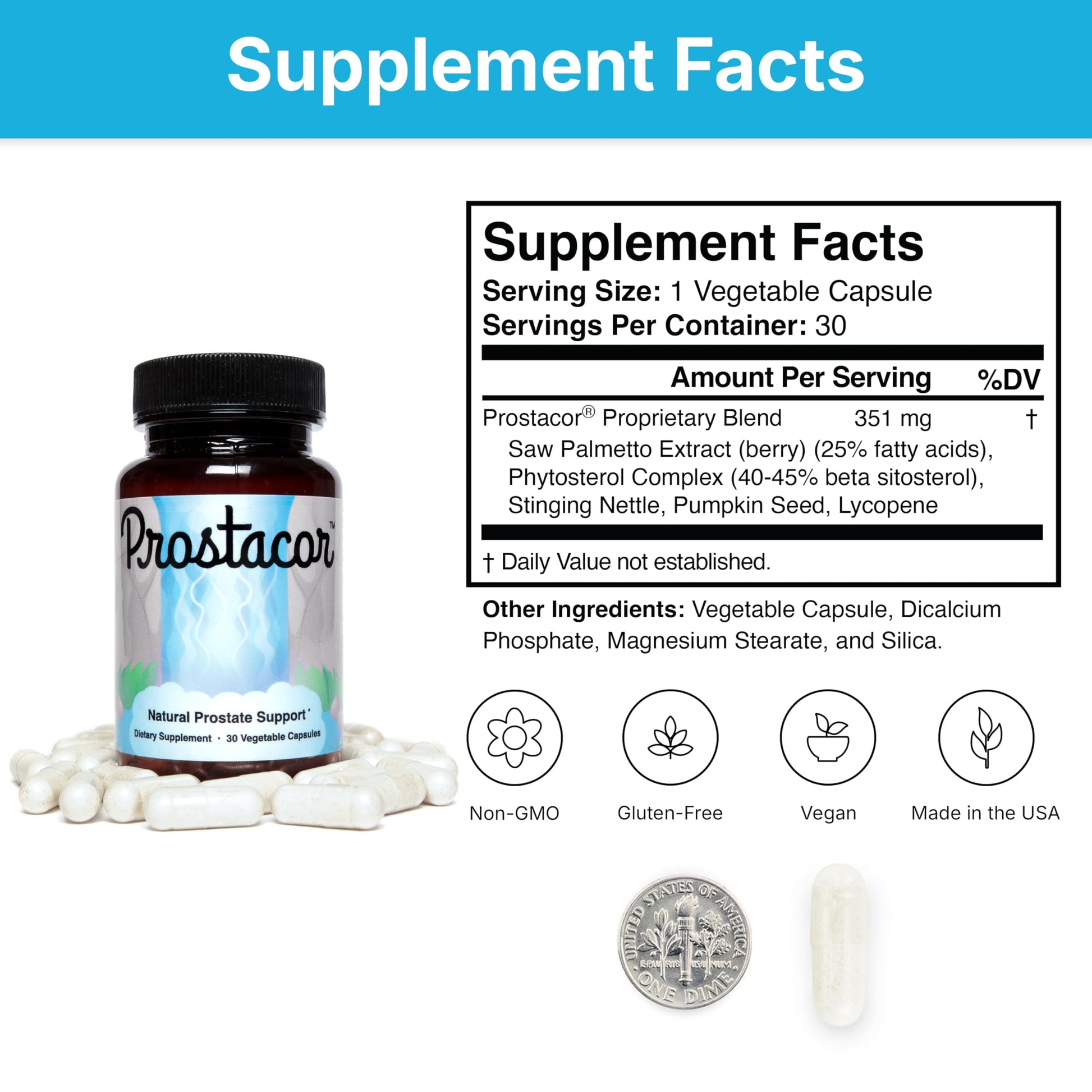 Prostacor - Natural Prostate Support Supplement - Non-GMO, Vegan, Gluten-Free Prostacor uk supplements