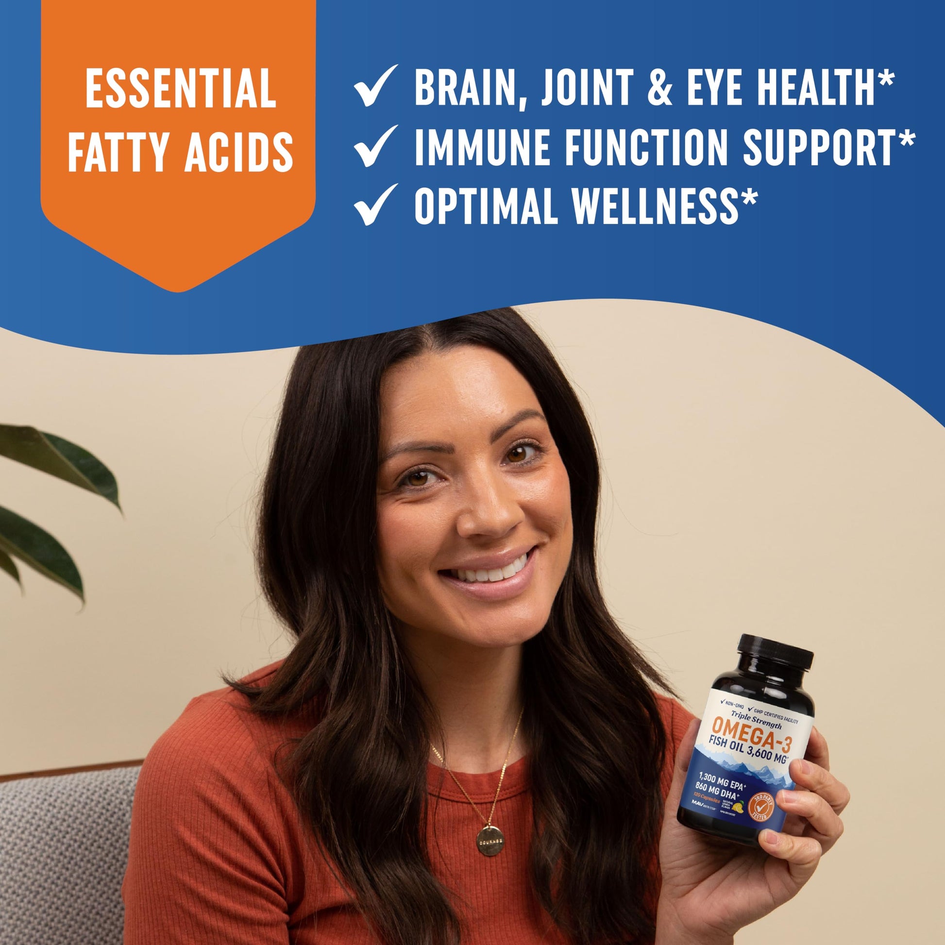 Triple Strength Omega 3 Fish Oil | 3600 mg EPA & DHA | Over 2100mg of Omega 3 Fatty MAV NUTRITION uk supplements
