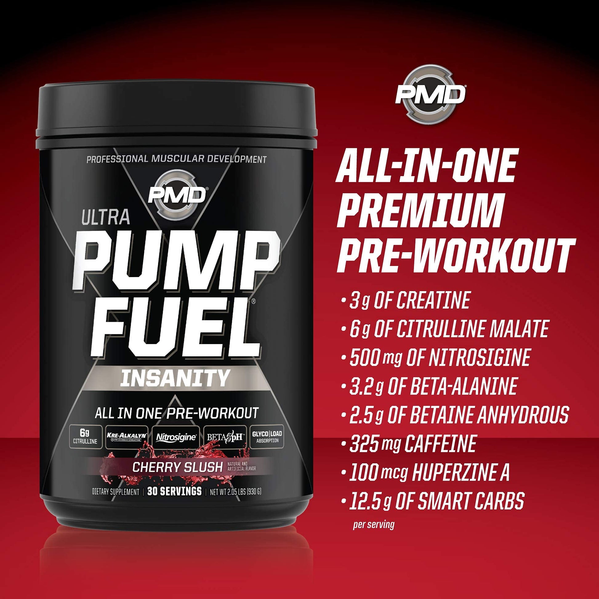 PMD Sports Ultra Pump Fuel Insanity - Pre Workout – Cherry Slush (30 Servings) PMD uk supplements