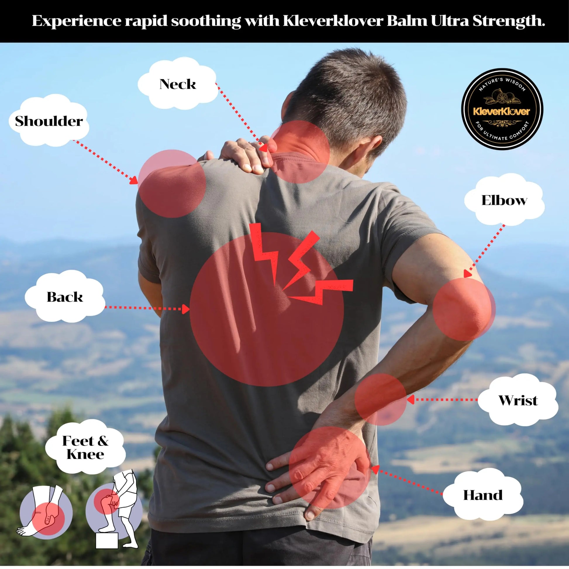 KleverKlover Back and Neck Aromatherapy Balm Ultra Strength for Healing Sore Muscle & Joint After Workout or Yoga - Plai Oil - Preservative Free- Citrus Scent + Free Massage Reflexology Wooden Stick KleverKlover uk supplements