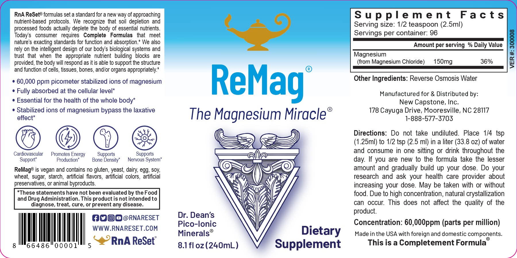 RnA ReSet ReMag & ReMyte – Liquid Magnesium and Multi-Mineral Supplement Bundle, 8.1 Fl Oz Each (2-Pack) NSF Certified RnA ReSet uk supplements