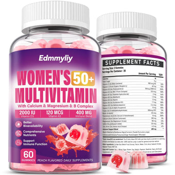 Womens Multivitamin Gummy 50 and Over - Chewable Multi Vitamin A, C, D3, E, K2 & B Complex, Folate, Biotin, Calcium, Magnesium Edmmyliy uk supplements