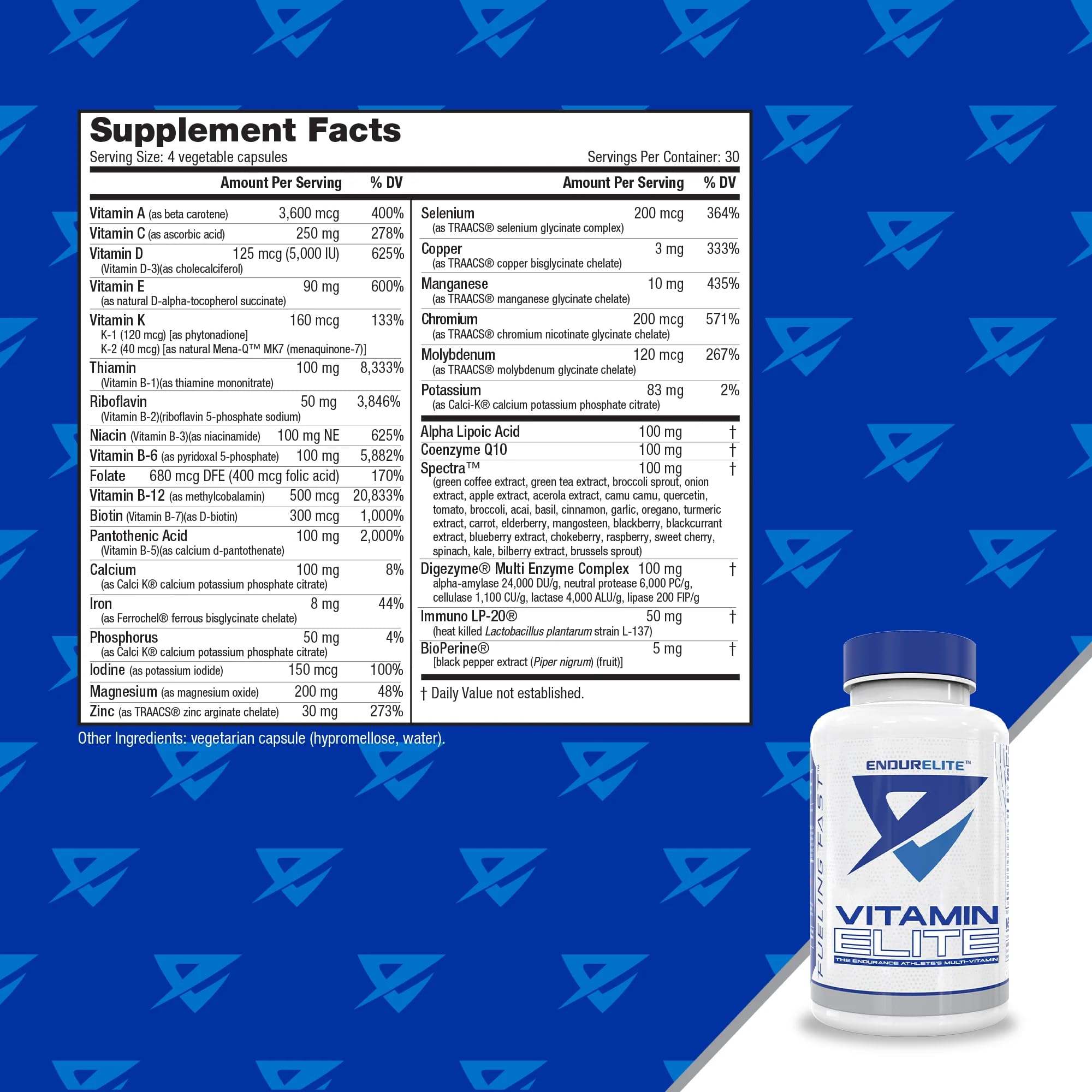 EndurElite Vitamin Elite - Complete Multivitamin for Men and Women - 120 Capsules EndurElite uk supplements