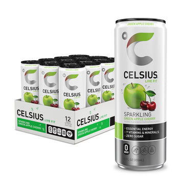 CELSIUS Sparkling Green Apple Cherry, Functional Essential Energy Drink, 12 Fl Oz CELSIUS uk supplements