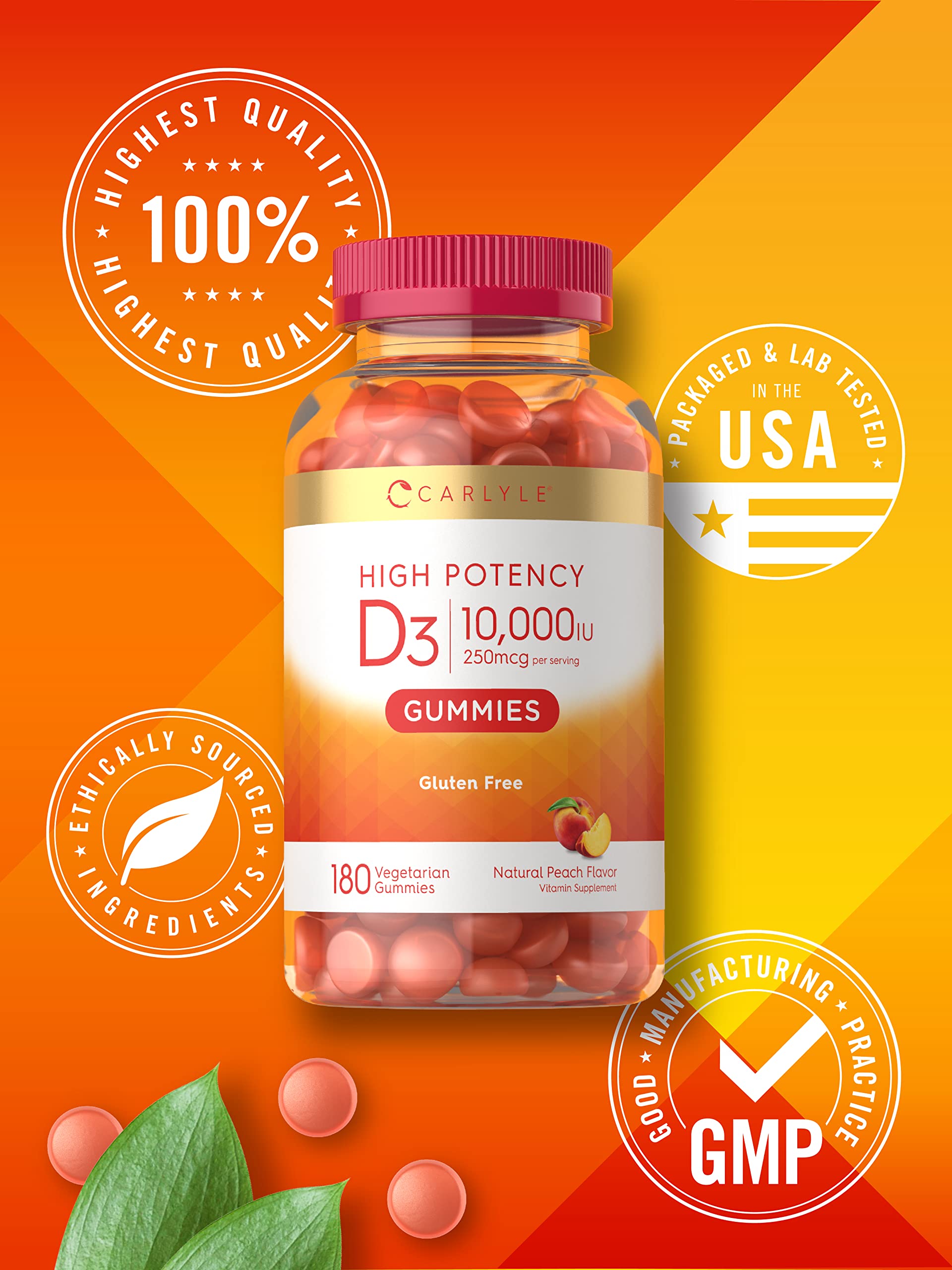Carlyle Vitamin D3 Gummies | 10,000 iu | 180 Count | Vegetarian, Non-GMO Carlyle uk supplements
