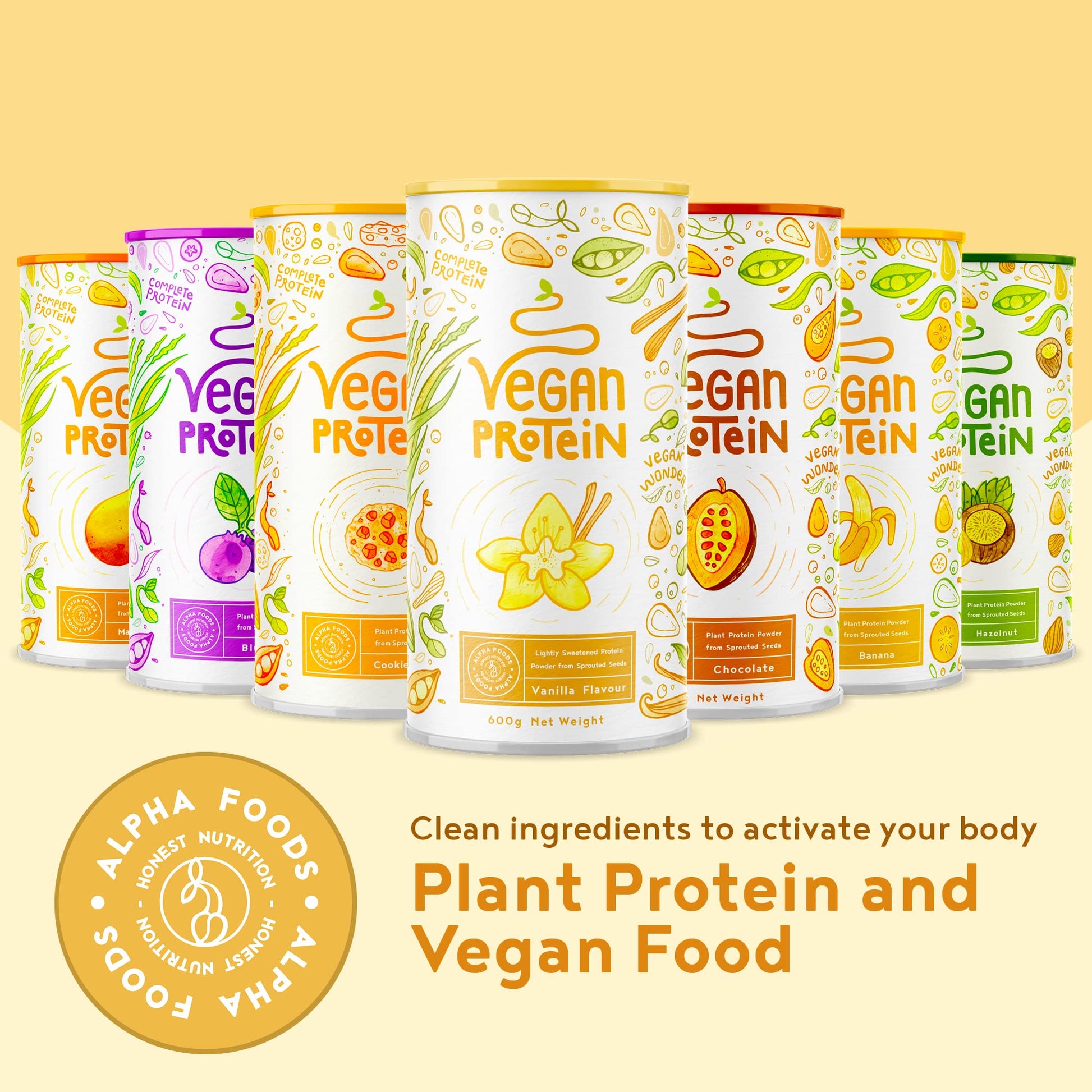 Vegan Protein Powder Vanilla - 1.2kg(80 servings) - 100% Plant Based Protein Powders Alpha Foods uk supplements