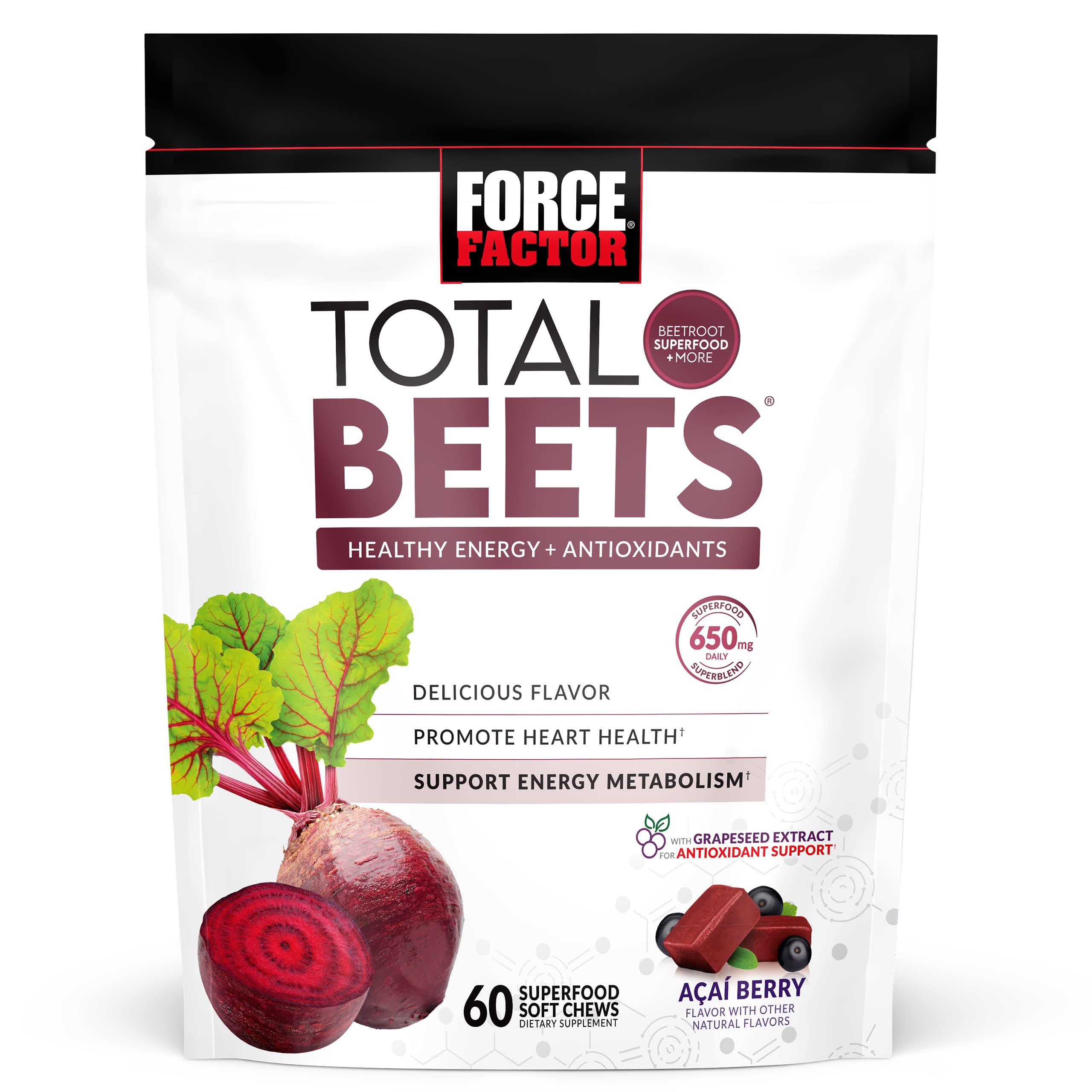Force Factor Total Beets Soft Chews with Beetroot, Nitrates, L-Citrulline, Grapeseed Extract Force Factor uk supplements