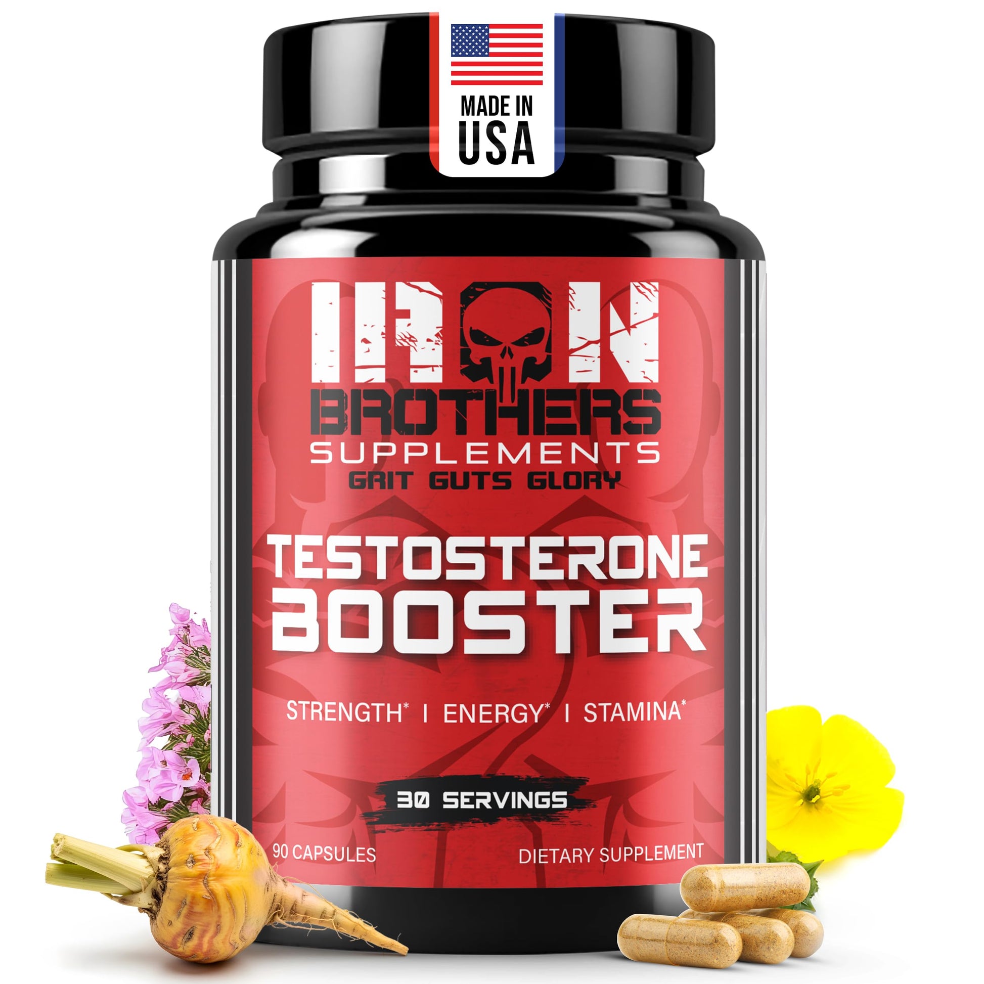 Iron Brothers Men’s Testosterone Support Supplement – Tribulus, Tongkat Ali, Ashwagandha & DIM – Daily Performance & Vitality Formula – with Fenugreek & Zinc – 30 Day Cycle – 90 Capsules Iron Brothers Supplements uk supplements