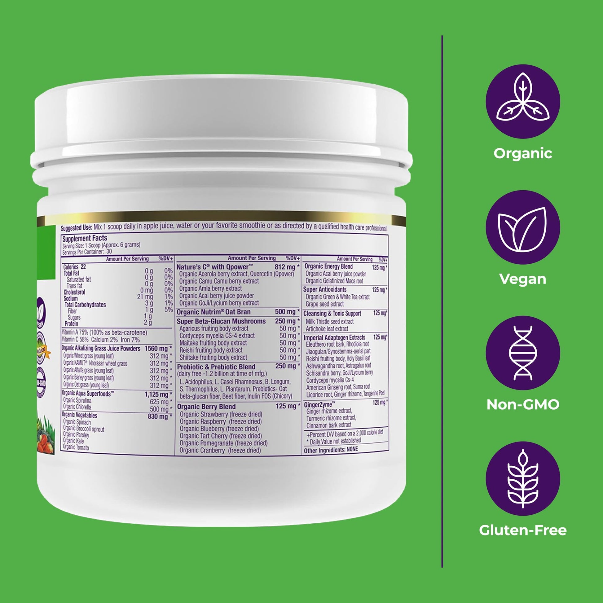 Paradise, ORAC Energy Greens Powder Extract, Super Antioxidants, Probiotics for Gut Health & Digestion, Vitamin C for Immunity, with Spirulina & Chlorella, Non-GMO, Gluten Free, 30 Servings Paradise Herbs uk supplements