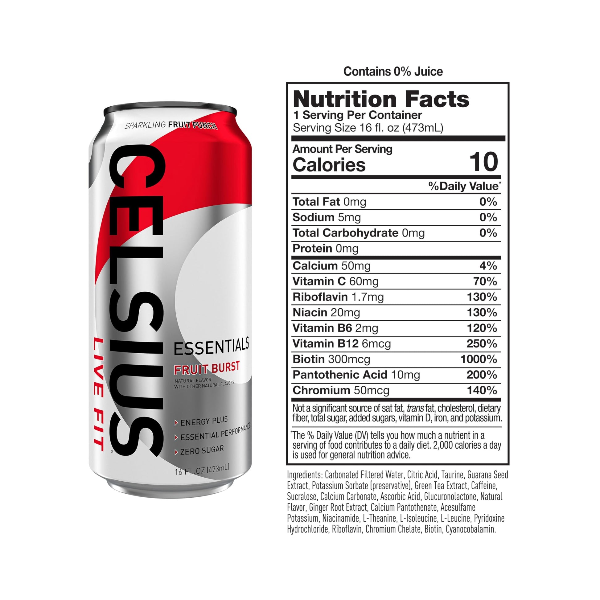 CELSIUS ESSENTIALS, Sparkling Fruit Burst, Performance Energy Drink 16 Fl Oz (Pack of 12) CELSIUS uk supplements