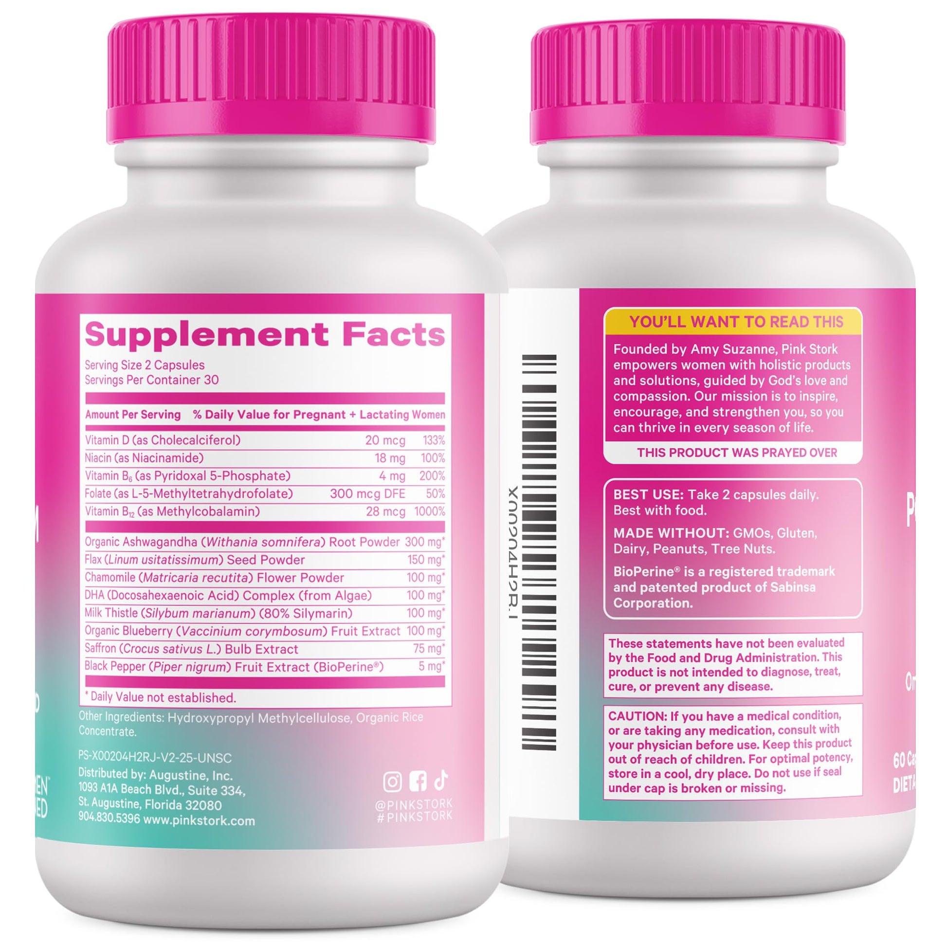 Pink Stork Postpartum Mood Support - Postnatal Hormone Balance for Women - Breastfeeding Friendly - Stress & Cognitive Support, New Mom Essentials - Ashwagandha, Chamomile, & Vitamin D, 60 Capsules Pink Stork uk supplements