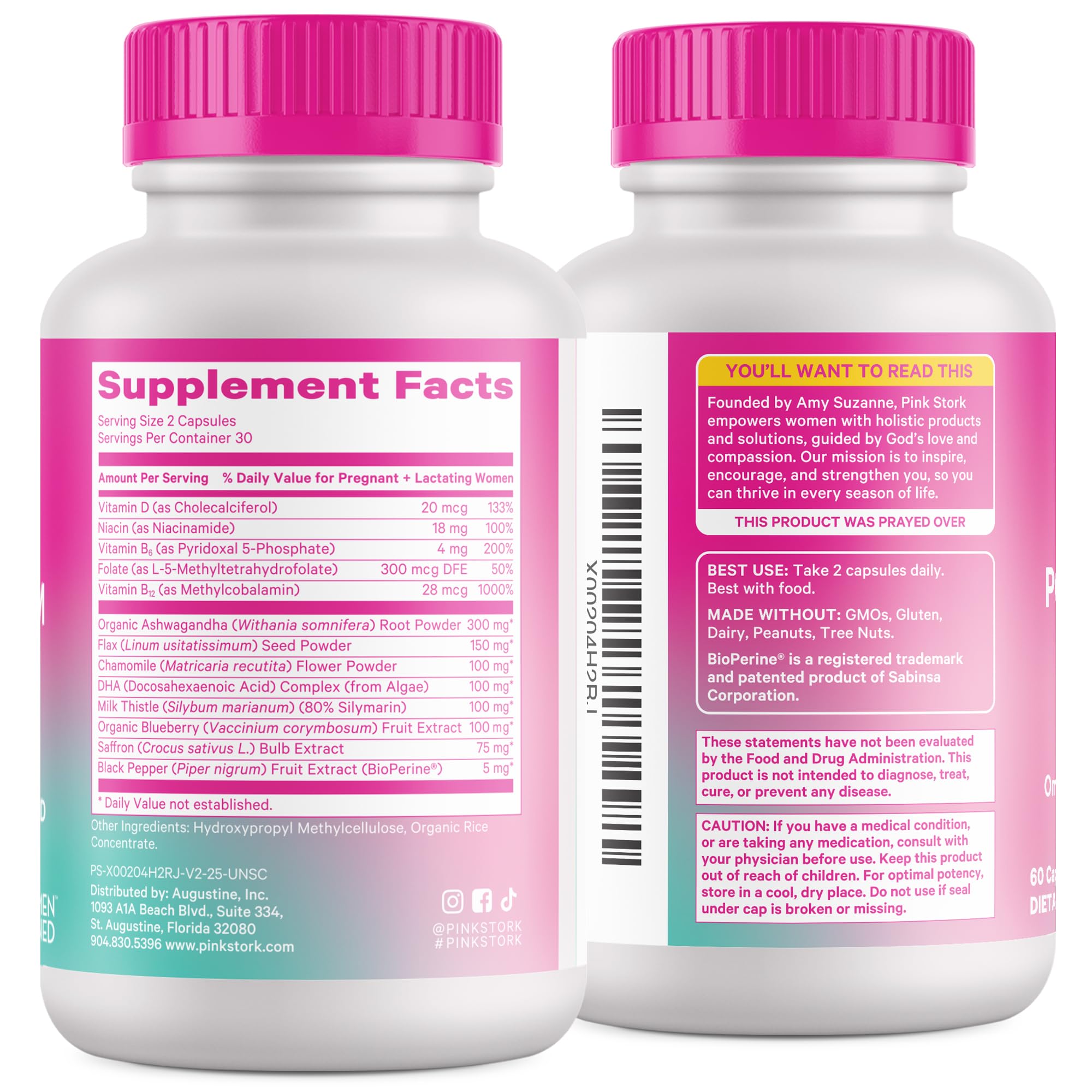 Pink Stork Postpartum Mood Support - Postnatal Hormone Balance for Women - Breastfeeding Friendly - Stress & Cognitive Support, New Mom Essentials - Ashwagandha, Chamomile, & Vitamin D, 60 Capsules Pink Stork uk supplements