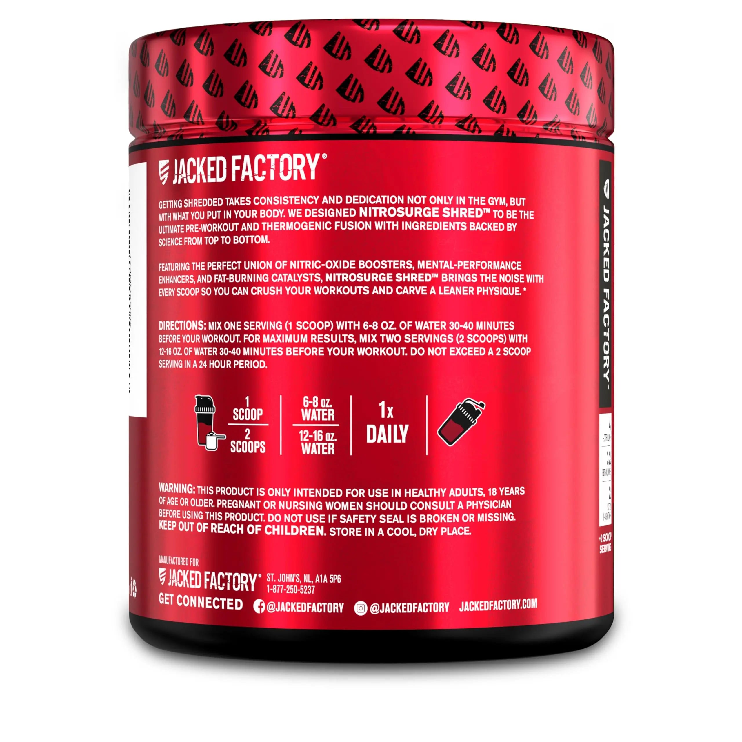 Jacked Factory NITROSURGE Shred Pre Workout Supplement - Energy Booster, Instant Strength Gains, Sharp Focus, Powerful Pumps - Nitric Oxide Booster & PreWorkout Powder Jacked Factory uk supplements