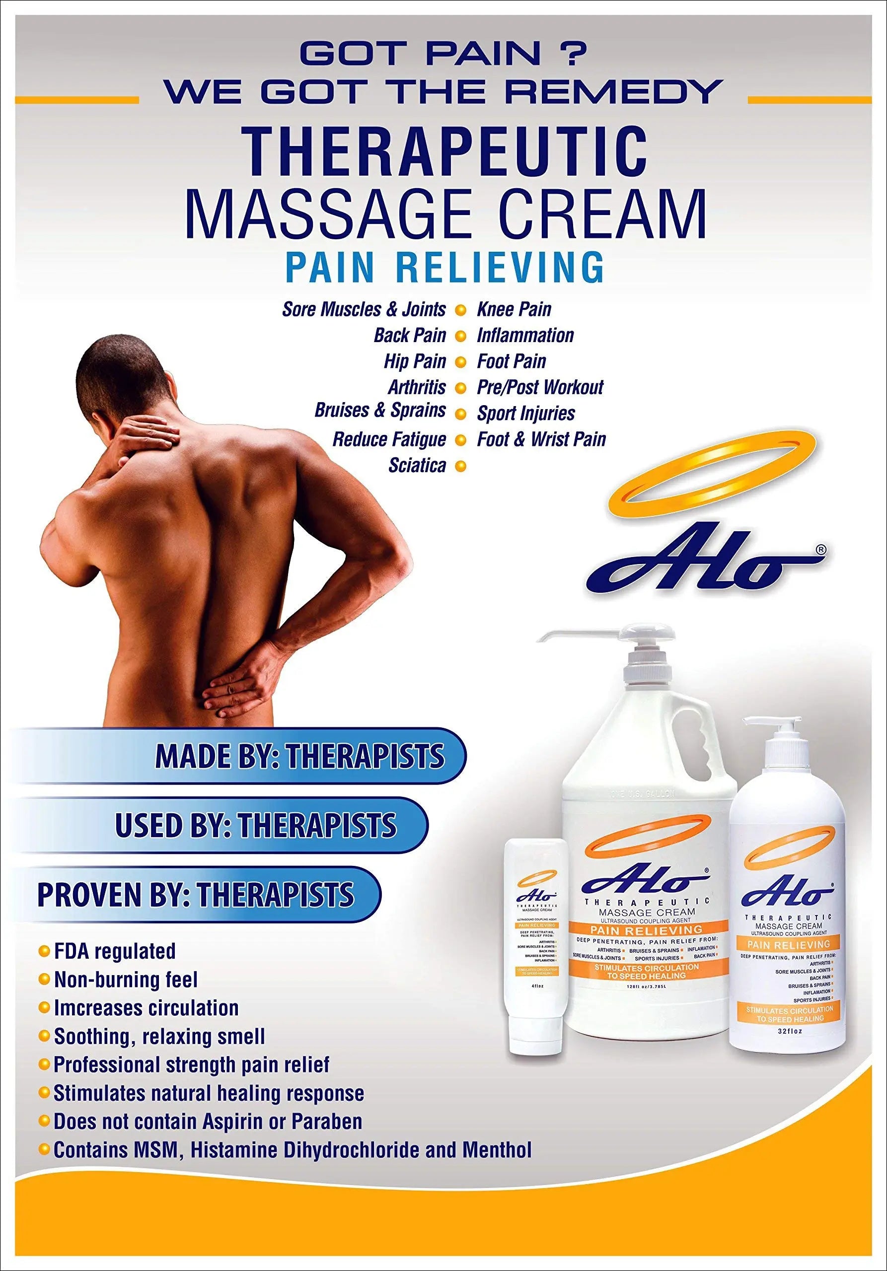 ALO Pain Relief Cream Therapy(32 oz with Pump) for Arthritis, Back Pain, Sciatica, Plantar Fasciitis, Tennis Elbow, Sore Muscles & Joints Inflammation - Working Out Aches, Acute Pain and Chronic Pain ALO Pain Relief Cream uk supplements