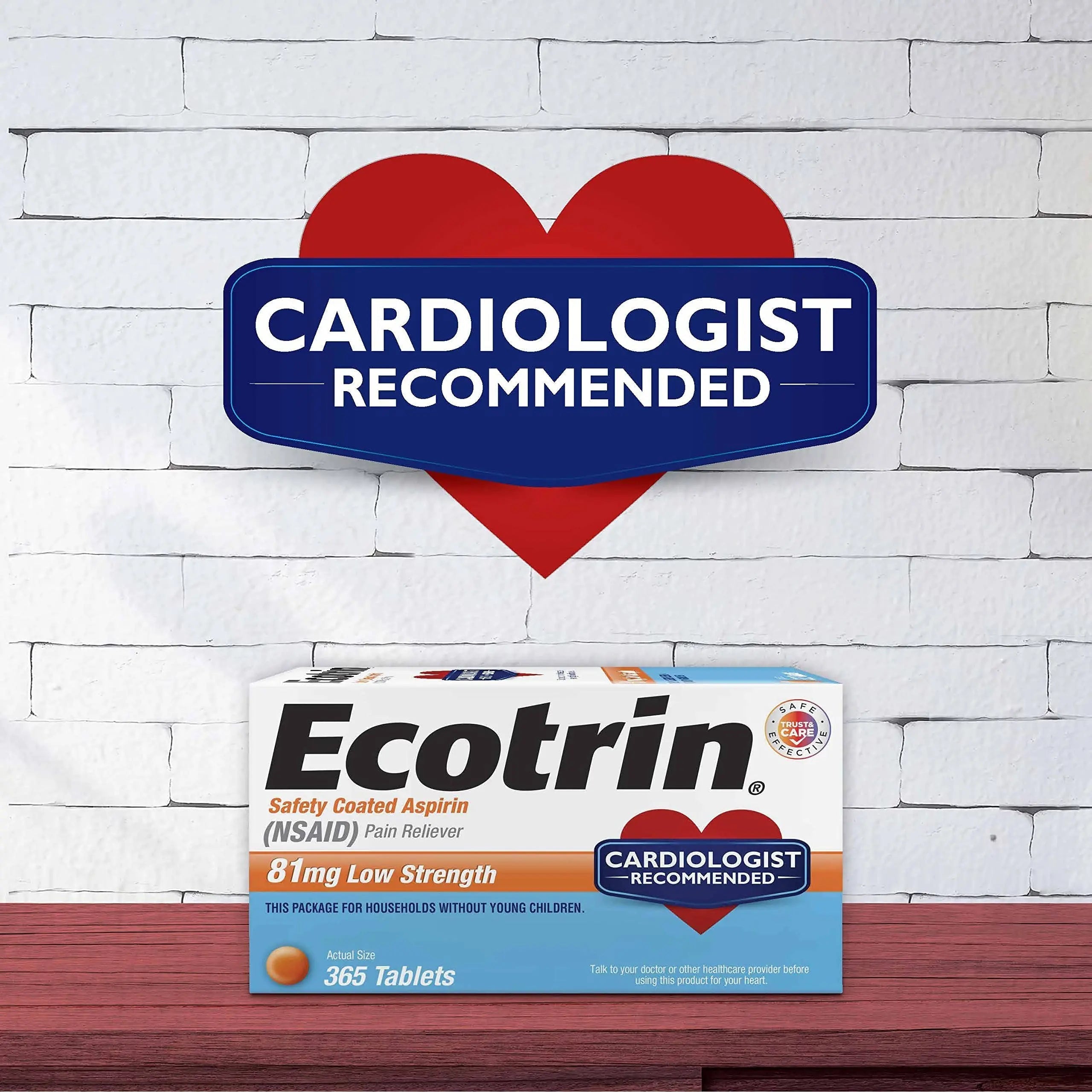 Ecotrin Safety Coated Aspirin Pain Reliever Tablets, Low Strength, NSAID 81mg, 365 ct (Pack of 2) Ecotrin uk supplements