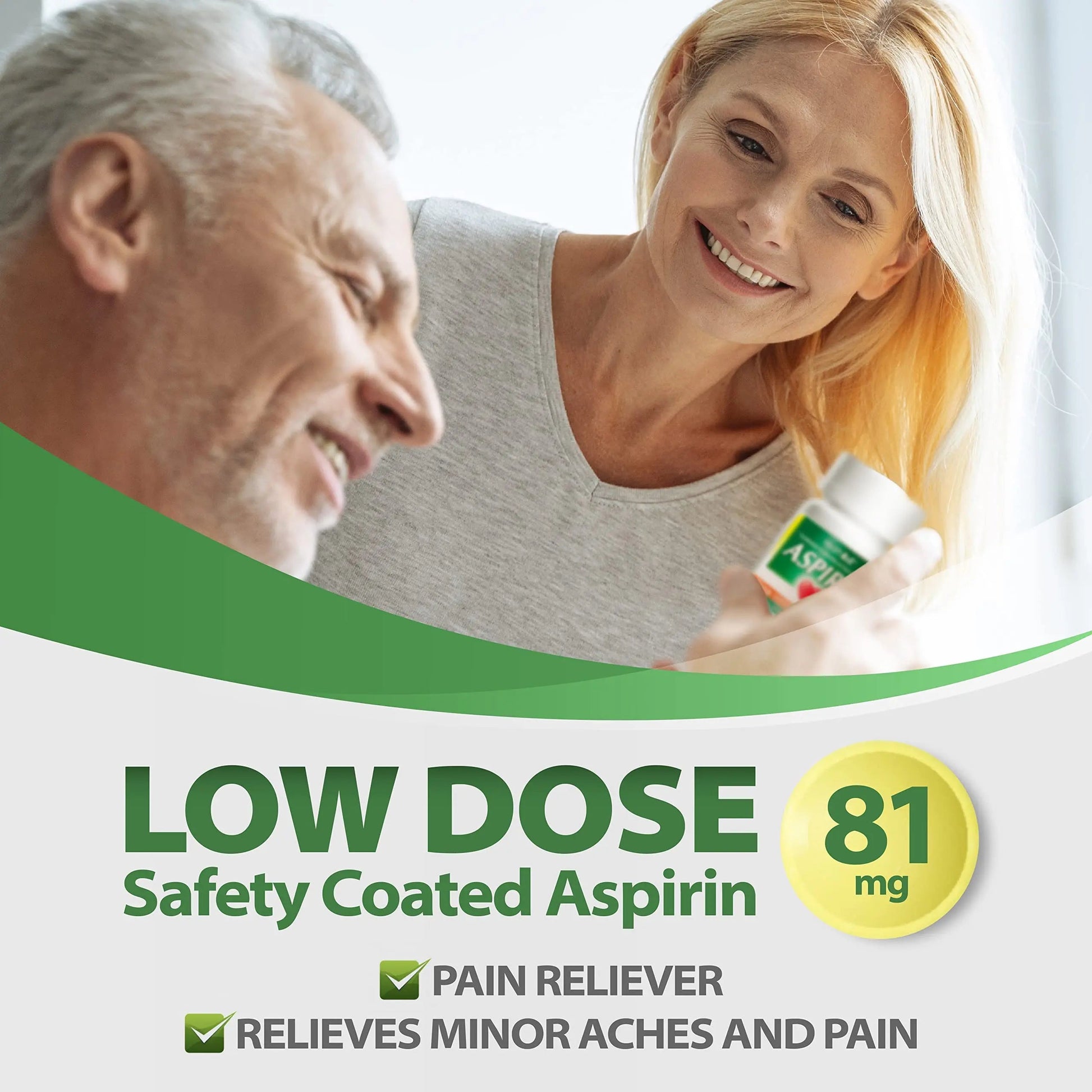 HealthA2Z® Aspirin 81 mg | Low Strength | Enteric Coated | Pain Relief | Reduces Minor Aches Muscle Pain & Cramps | Fever Reducer | Reduces Headache (365 Counts) HealthA2Z uk supplements