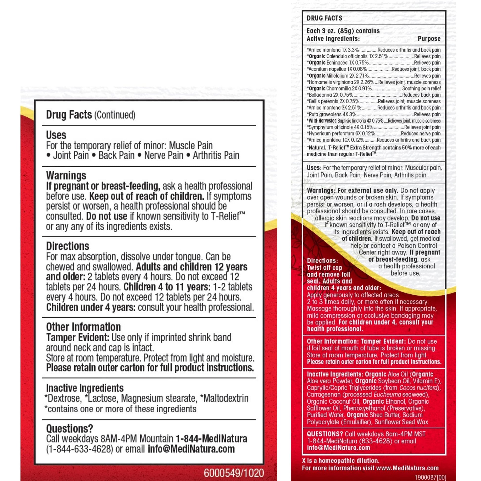 MediNatura T-Relief Extra Strength Pain Relief Arnica +12 Plant-Based Pain Relievers 100ct Tablets T-Relief Extra Strength Pain Relief 3oz Cream Bundle MediNatura uk supplements