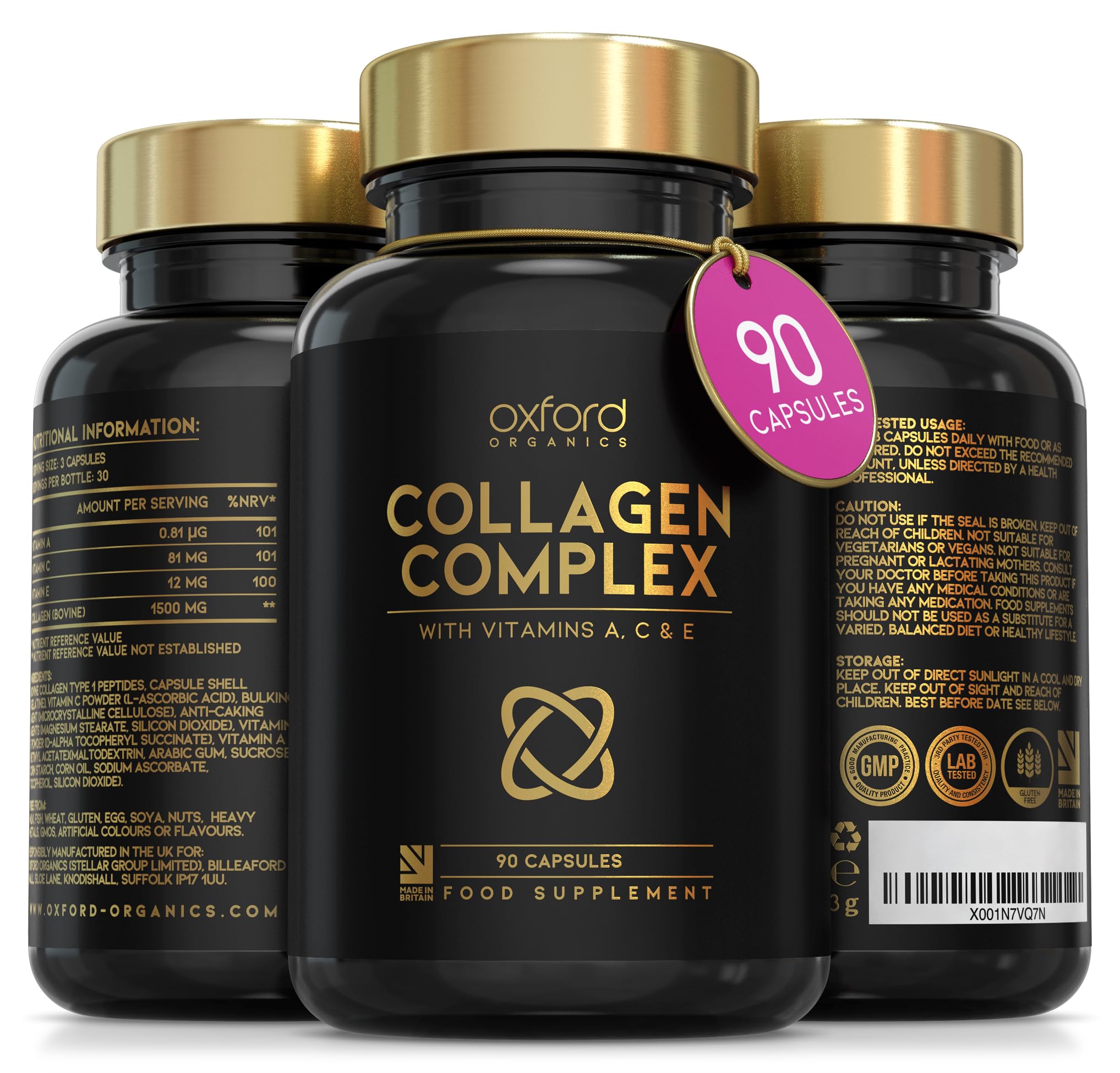 Advanced Collagen Complex | 1593mg Vitamin Boosted Complex for Glowing Hair, Skin & Nails Oxford Organics uk supplements