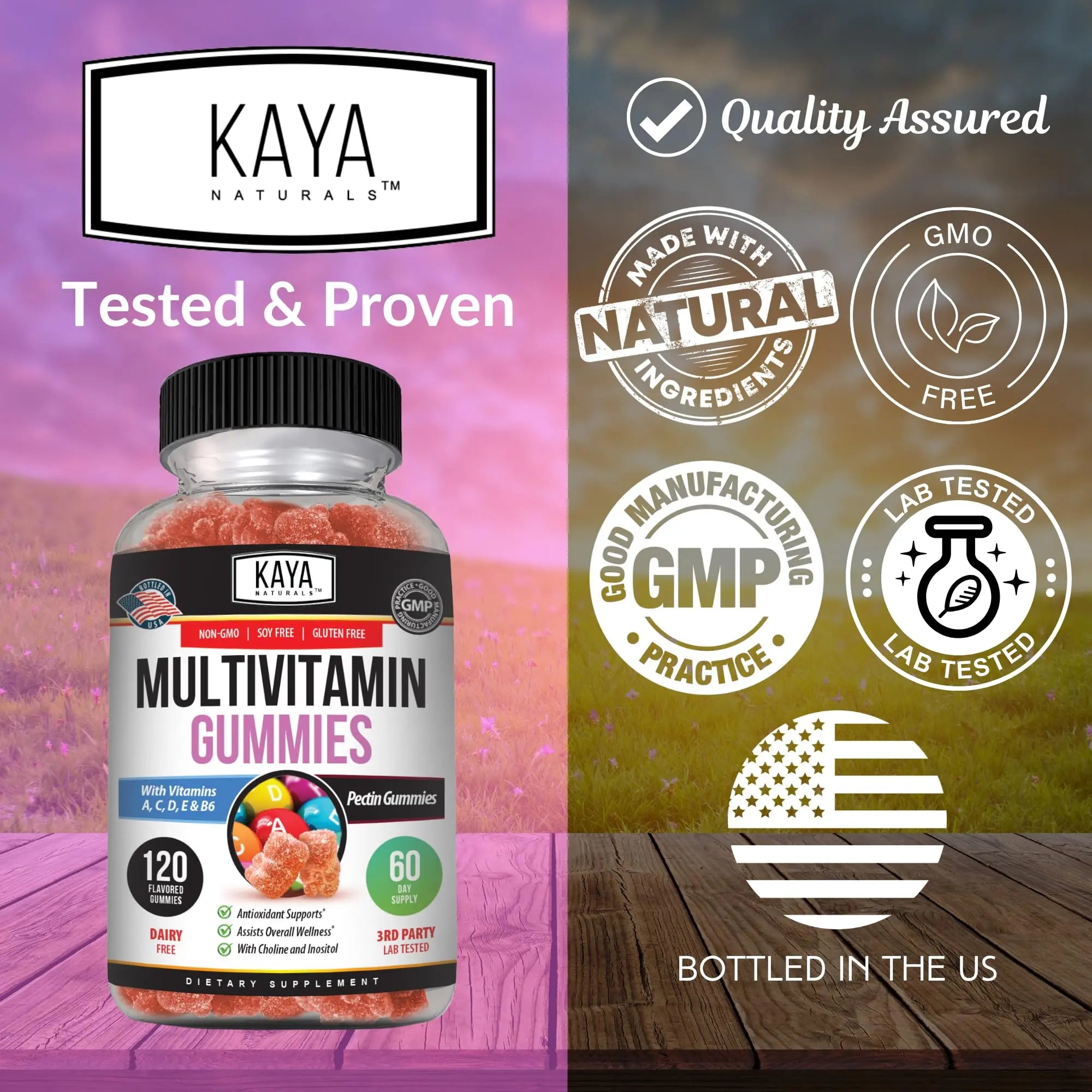 Kaya Naturals Adult Multi Vitamin Gummy, 120 Count, Biotin, Vitamin A, B-12, C & E, Including Zinc, Folic Acid, Strawberry Flavor (120 Gummies) Kaya Naturals uk supplements