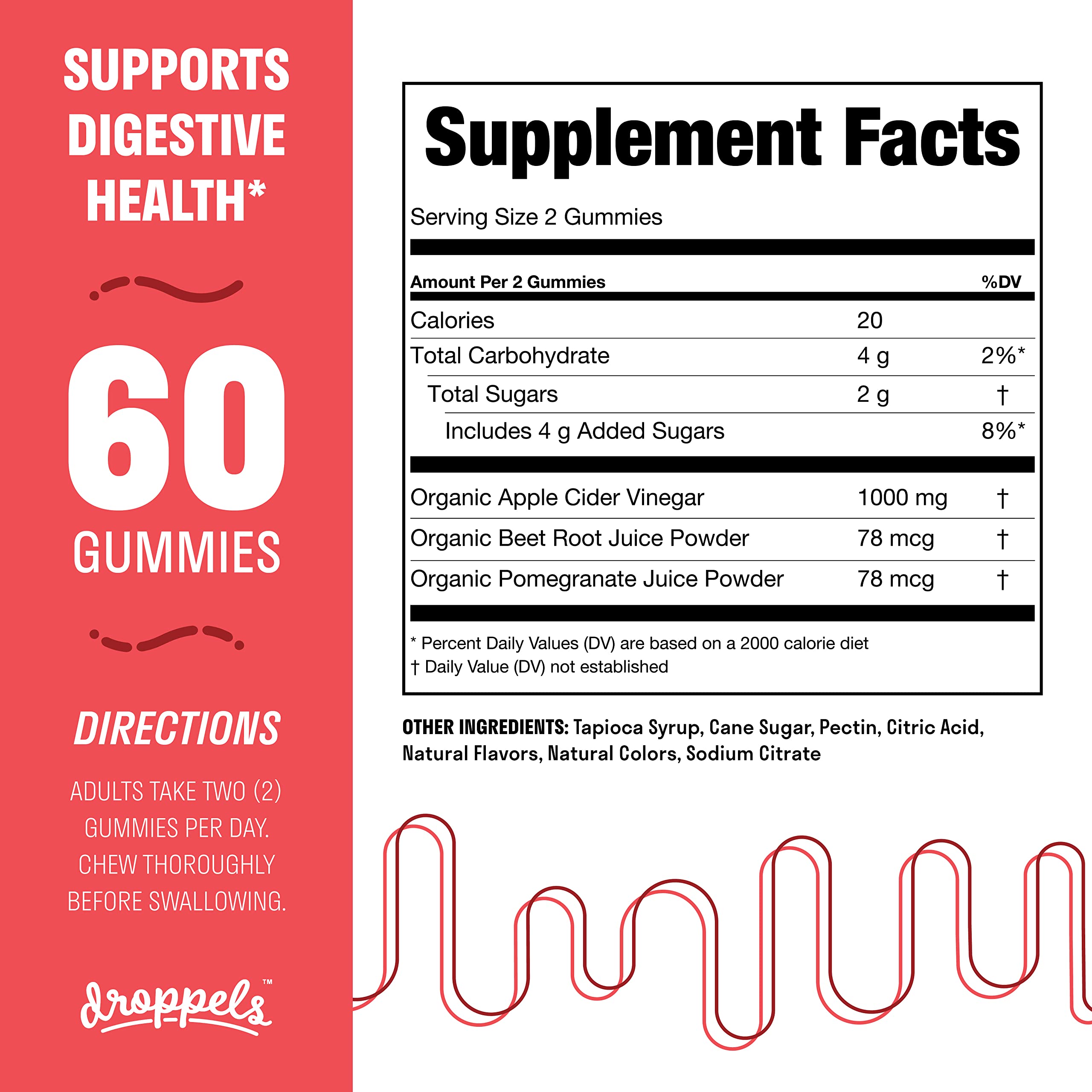 Droppels Apple Cider Vinegar Gummies 1000mg with Beet Root & Pomegranate - ACV Keto Droppels uk supplements