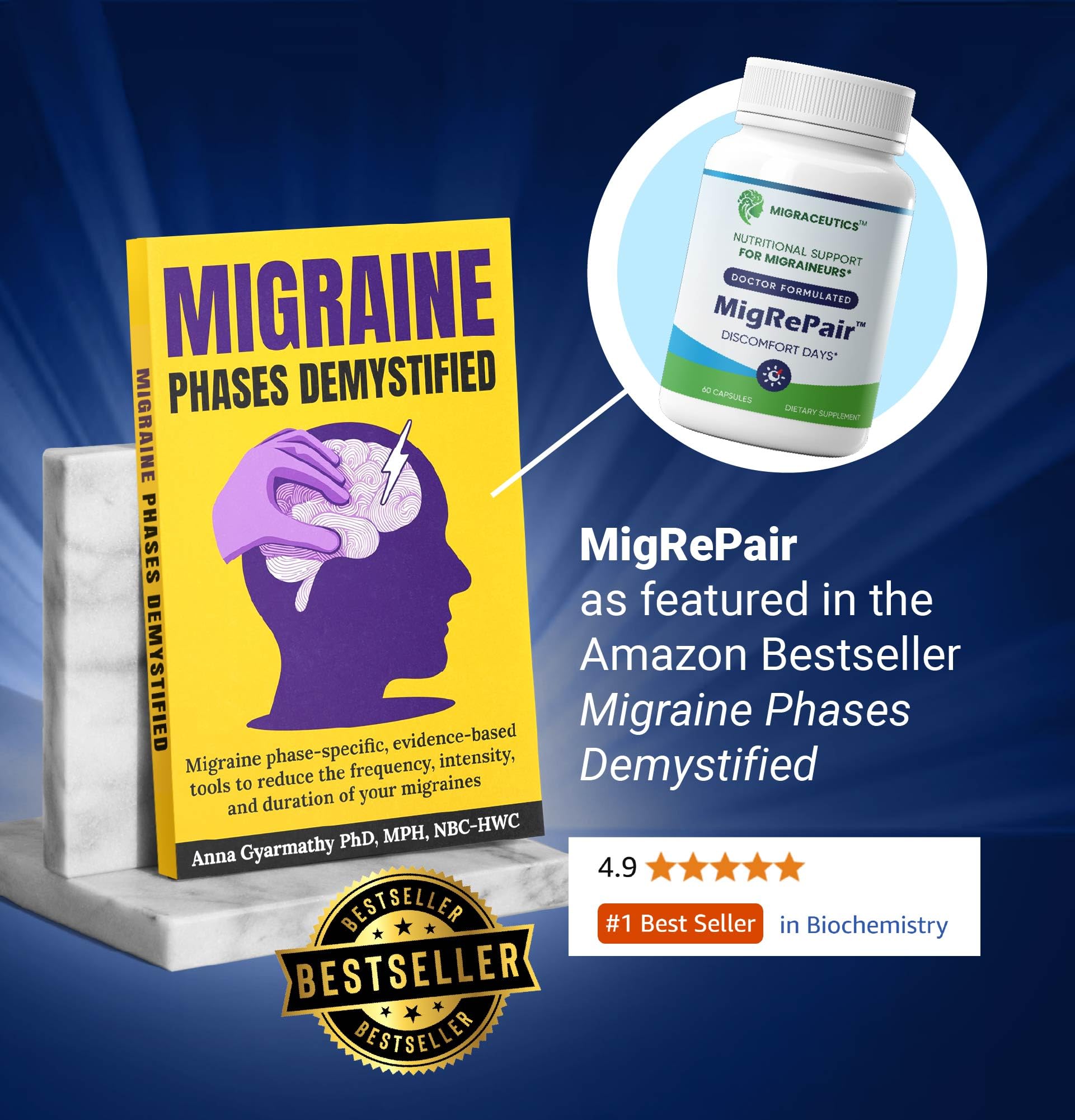 MigRePair | Doctor Formulated Natural Herbal Supplement for Migraine Relief Needs | Supports Relief During Migraine Discomfort (Ictal Phase) Migraceutics uk supplements