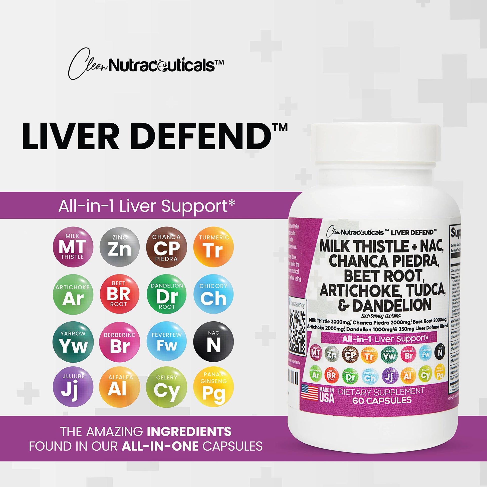 Milk Thistle 3000mg NAC Chanca Piedra 2000mg Beet Root 2000mg Clean Nutraceuticals uk supplements