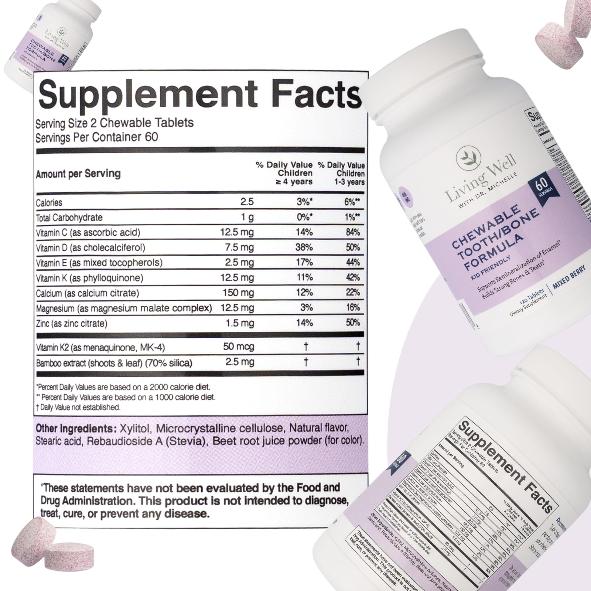 Kids Tooth & Bone Support Bundle | Chewable Calcium + D3 K2 & Liquid Vitamin D Supplement | Dentist-Developed | Strong Teeth, Enamel & Bone Health for Kids | Fluoride-Free, Non-GMO, Gluten-Free Living Well with Dr. Michelle uk supplements