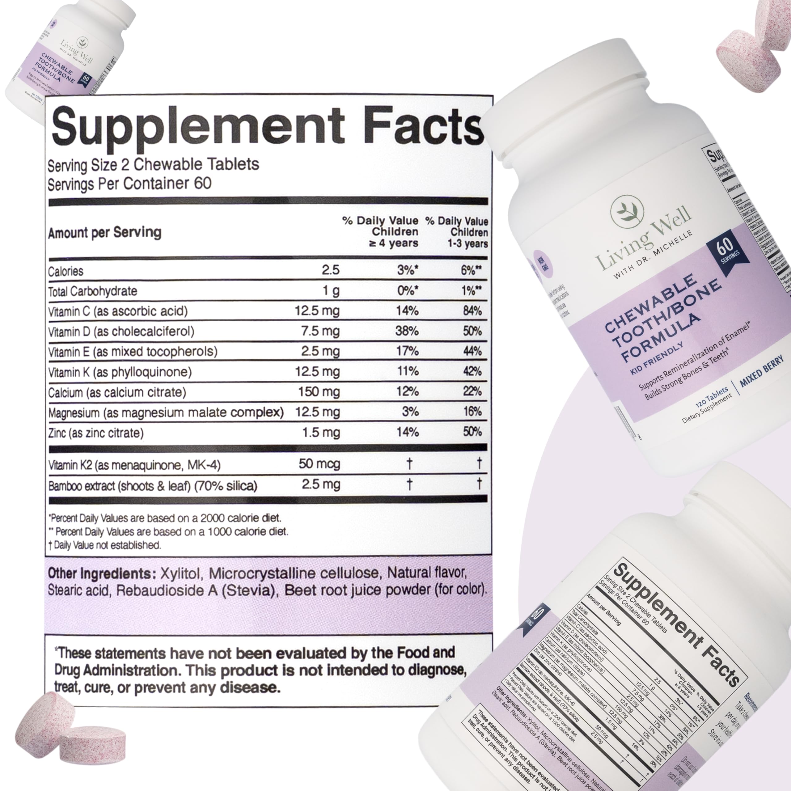 Kids Tooth & Bone Support Bundle | Chewable Calcium + D3 K2 & Liquid Vitamin D Supplement | Dentist-Developed | Strong Teeth, Enamel & Bone Health for Kids | Fluoride-Free, Non-GMO, Gluten-Free Living Well with Dr. Michelle uk supplements