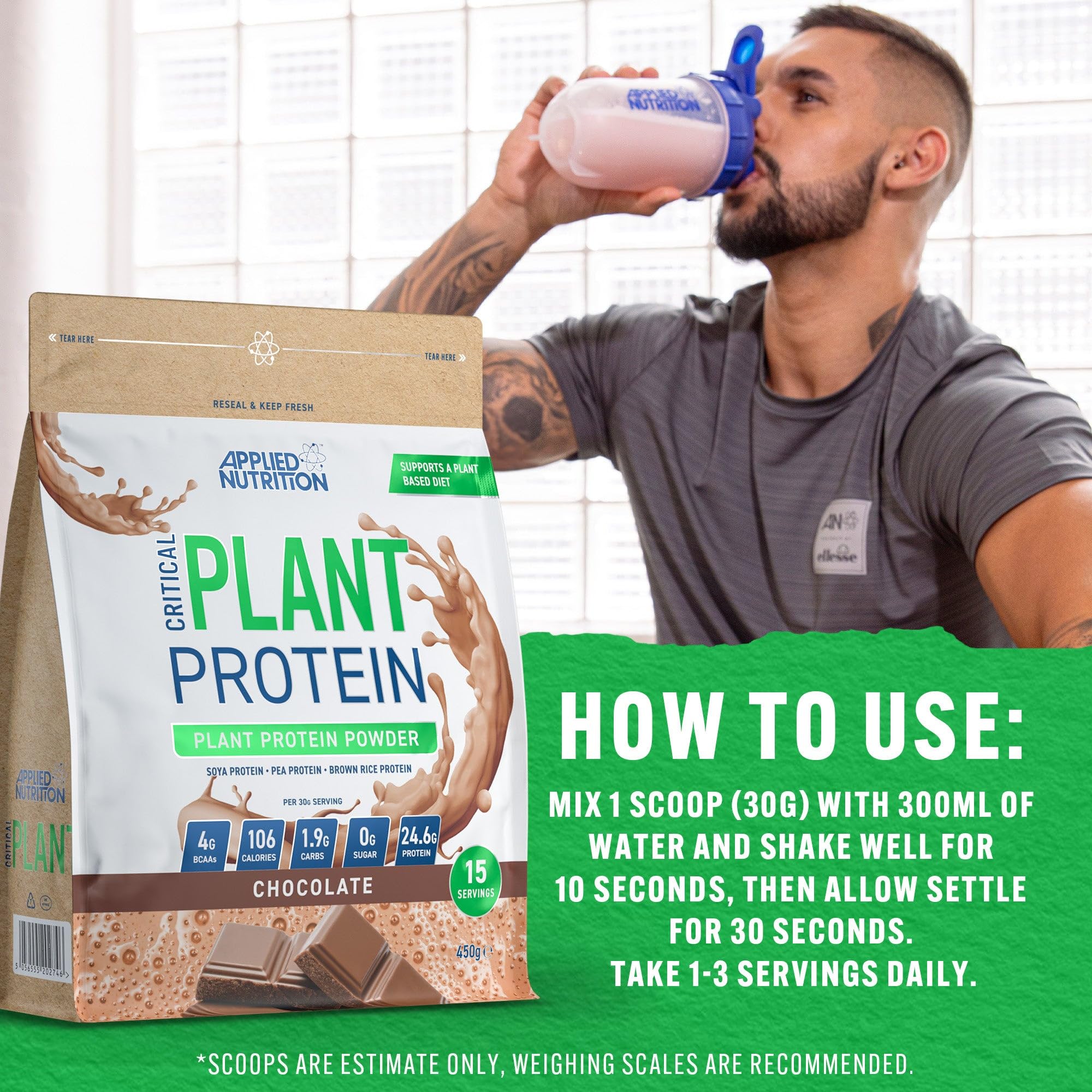 Applied Nutrition Plant Protein Powder – Critical Plant Vegan Protein Shake with SOYA, Pea, Brown Rice Proteins Applied Nutrition uk supplements