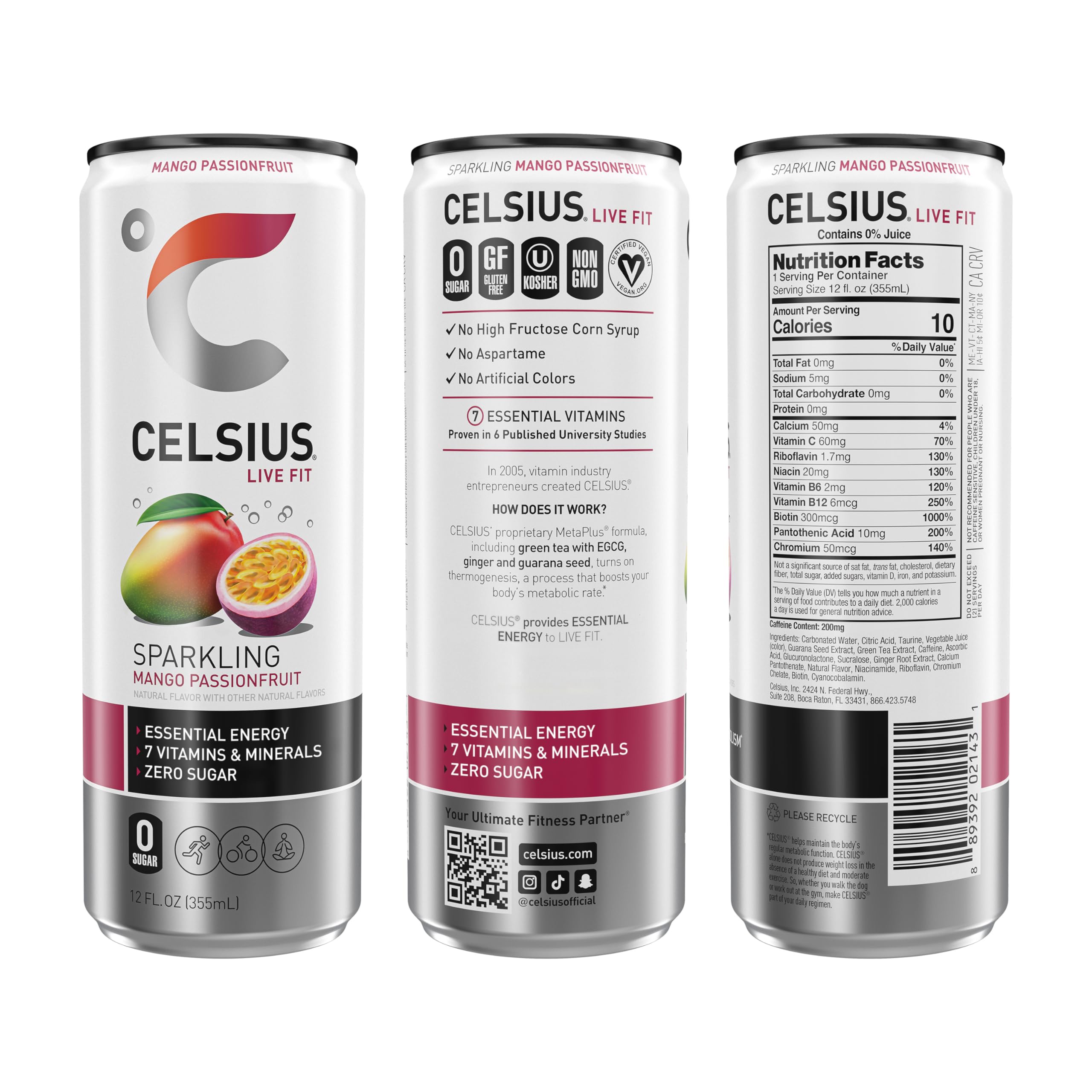 CELSIUS Sparkling Mango Passionfruit, Functional Essential Energy Drink 12 Fl Oz CELSIUS uk supplements
