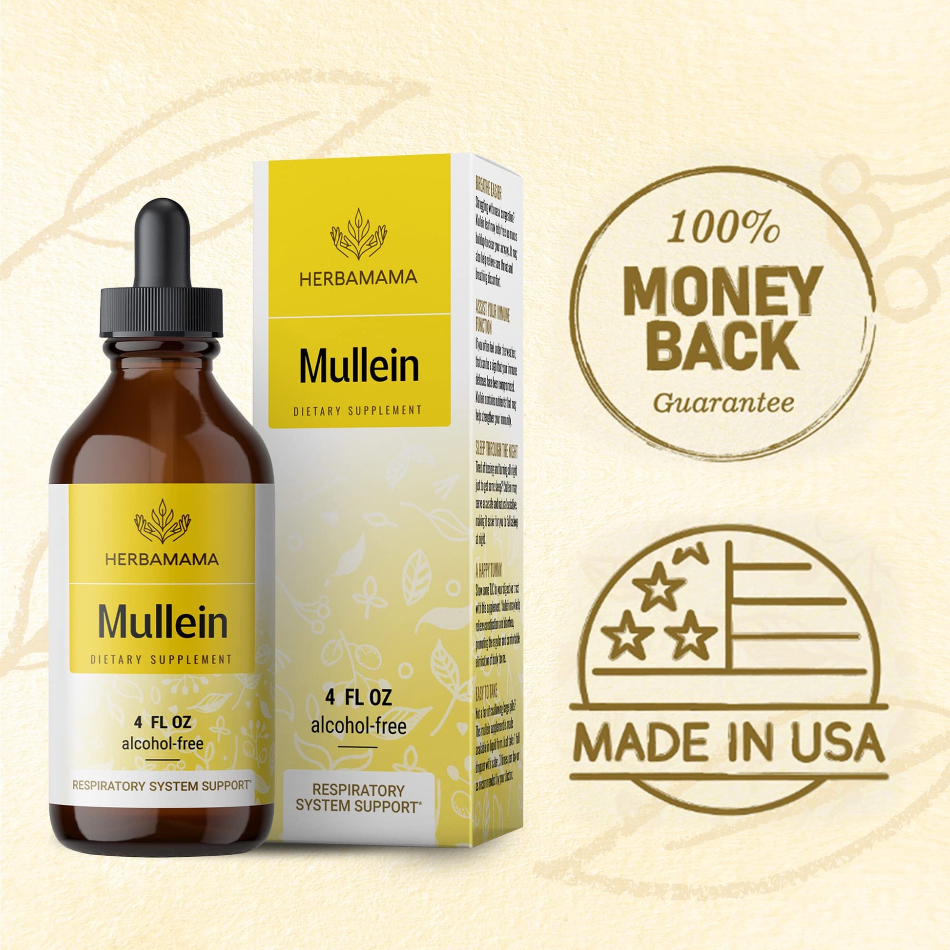 Mullein Leaf Tincture - Lung Cleanse - Vegan Mullein Drops - Lung Detox HERBAMAMA uk supplements