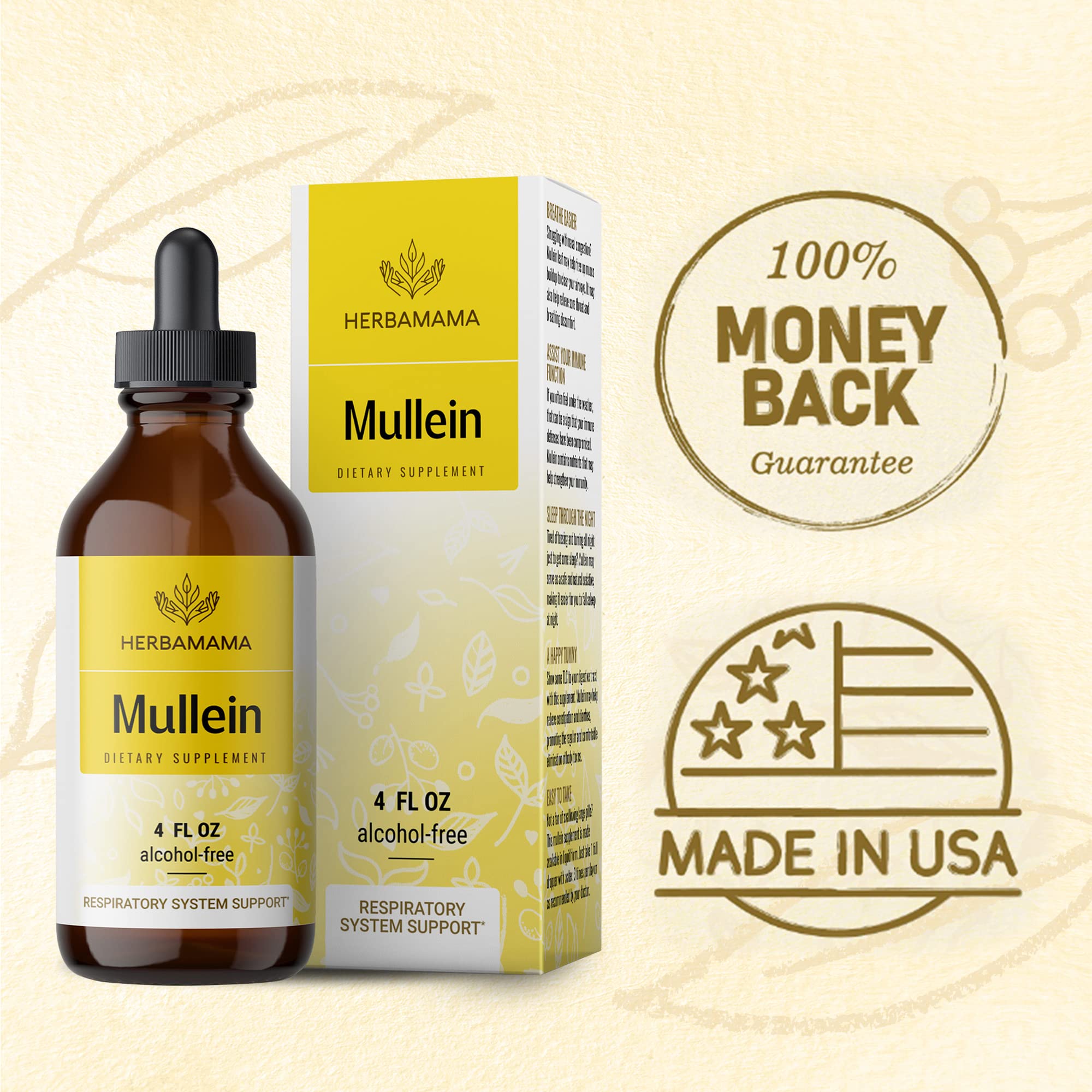 Mullein Leaf Tincture - Lung Cleanse - Vegan Mullein Drops - Lung Detox HERBAMAMA uk supplements