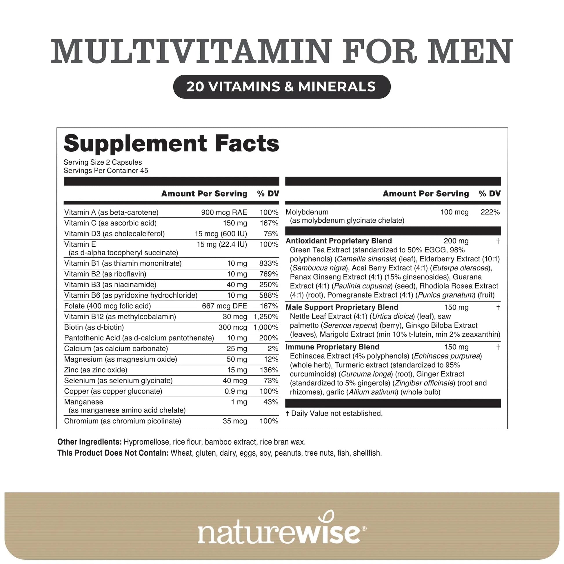 NatureWise [1] Multivitamin for Men - Non-GMO - 90 Capsules[45-Day Supply] + (Pack of 2) Omega 3 Fish Oil 1000mg + Vitamin E - Wild-Caught - 60 Softgels[30-Day Supply] NatureWise uk supplements