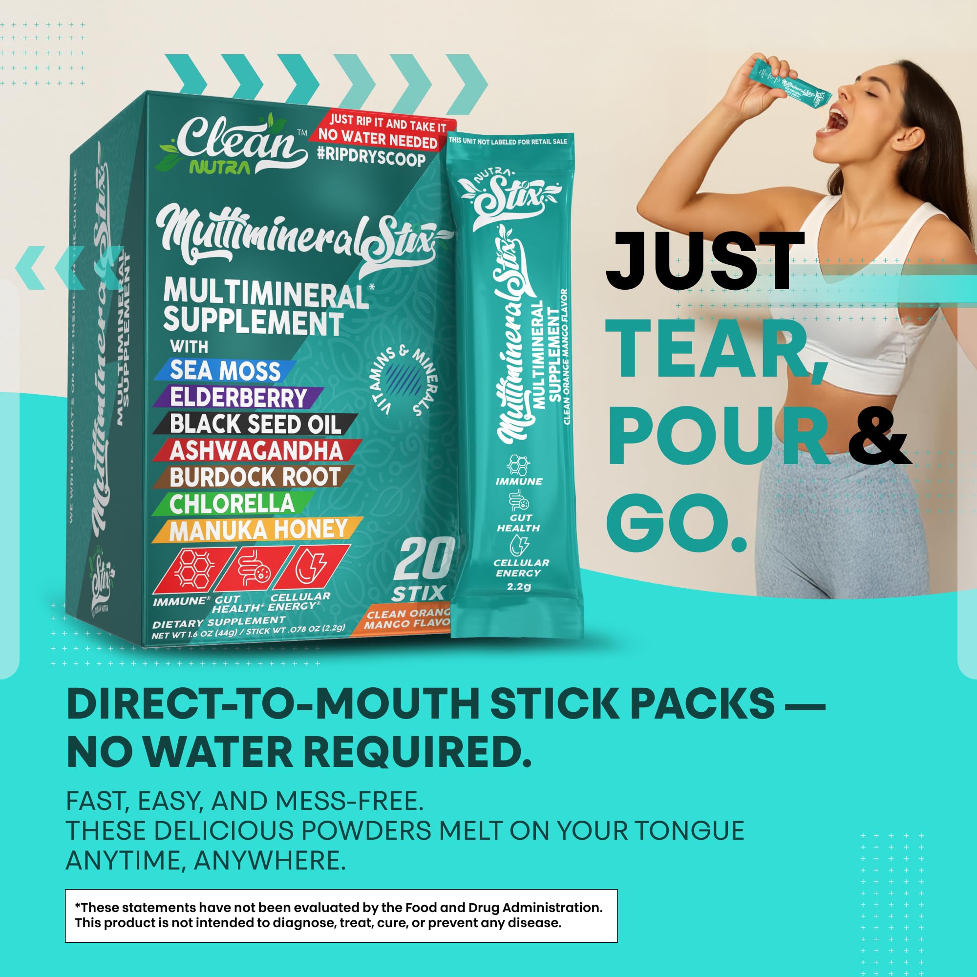 Sea Moss Powder Elderberry Ashwagandha Chlorella Manuka Honey VitaminD3 Vitamin C Zinc Spirulina Iodine Greens Detox Immune Support Sugar Free Hydration Powder Drink Mix – 20 Sticks Clean Nutraceuticals uk supplements