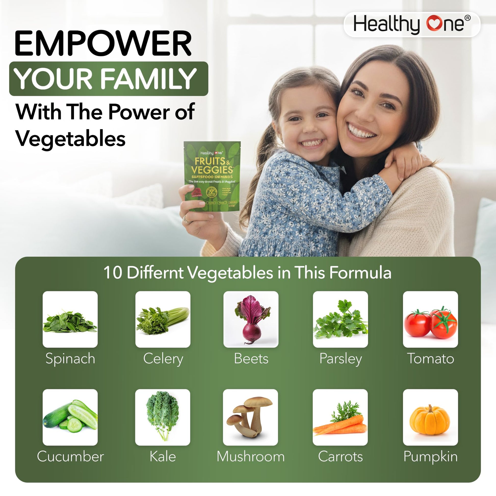 Fruits & Veggies Sugar-Free Gummies - 27 Whole Foods - Equals 3 Servings of Fruits & Vegetables - Improve Energy, Focus & Immune Function - Fiber - Antioxidants - Organic Ingredients - 14 Packets Healthy One uk supplements