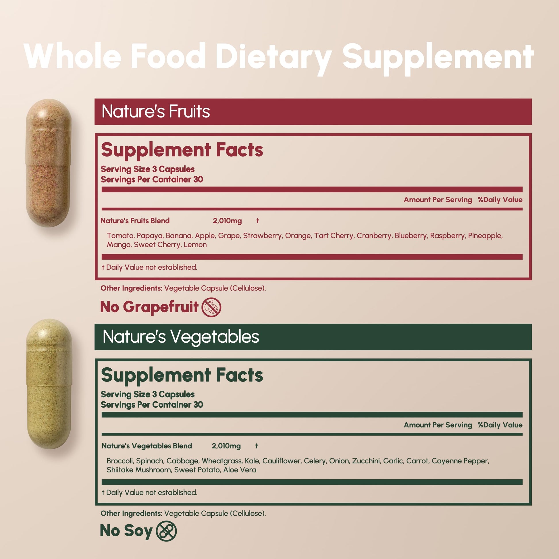 Equal Supplements Fruits and Vegetables Capsules | 2 Month Supply | GMP Certified-Manufactured in US | Fruit and Veggies Supplement for Balance | of Nature, Fruit and Vegetable Capsule for Adults Equal Supplements uk supplements