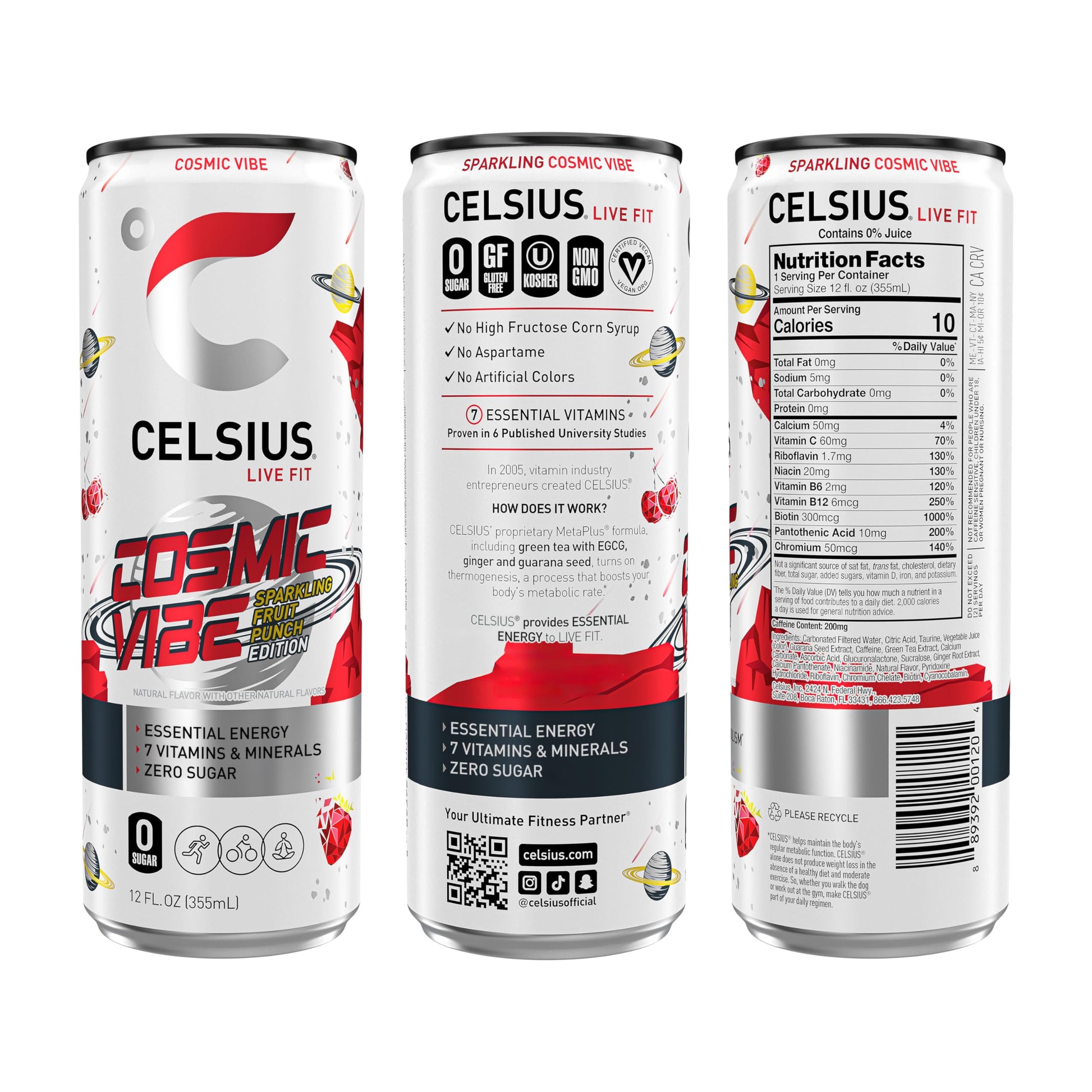 CELSIUS Sparkling Cosmic Vibe, Functional Essential Energy Drink 12 Fl Oz (Pack of 12) CELSIUS uk supplements