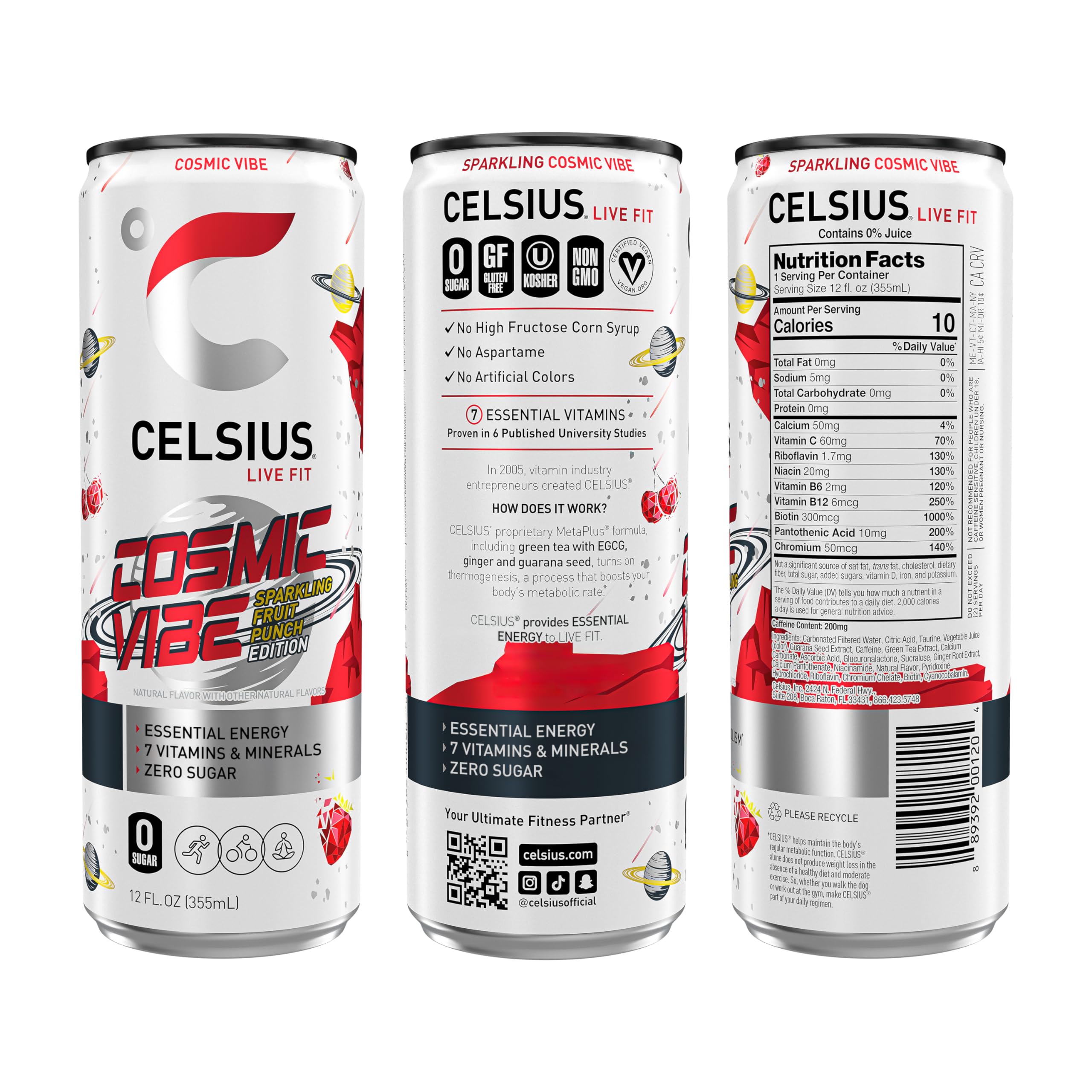 CELSIUS Sparkling Cosmic Vibe, Functional Essential Energy Drink 12 Fl Oz (Pack of 12) CELSIUS uk supplements
